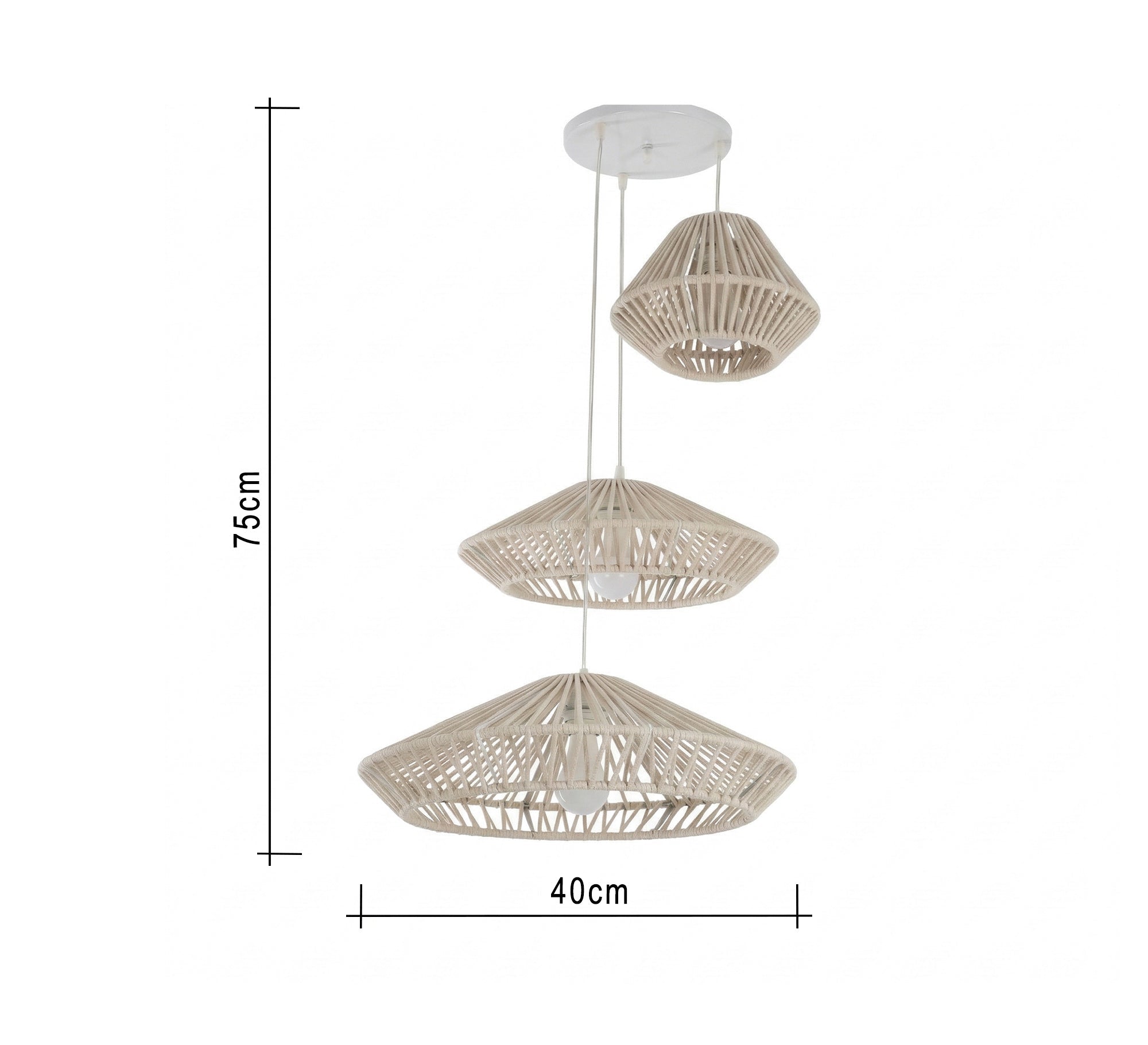 Bohemian triple chandelier with a conical design - Vitrine Furniture - Ceiling lights