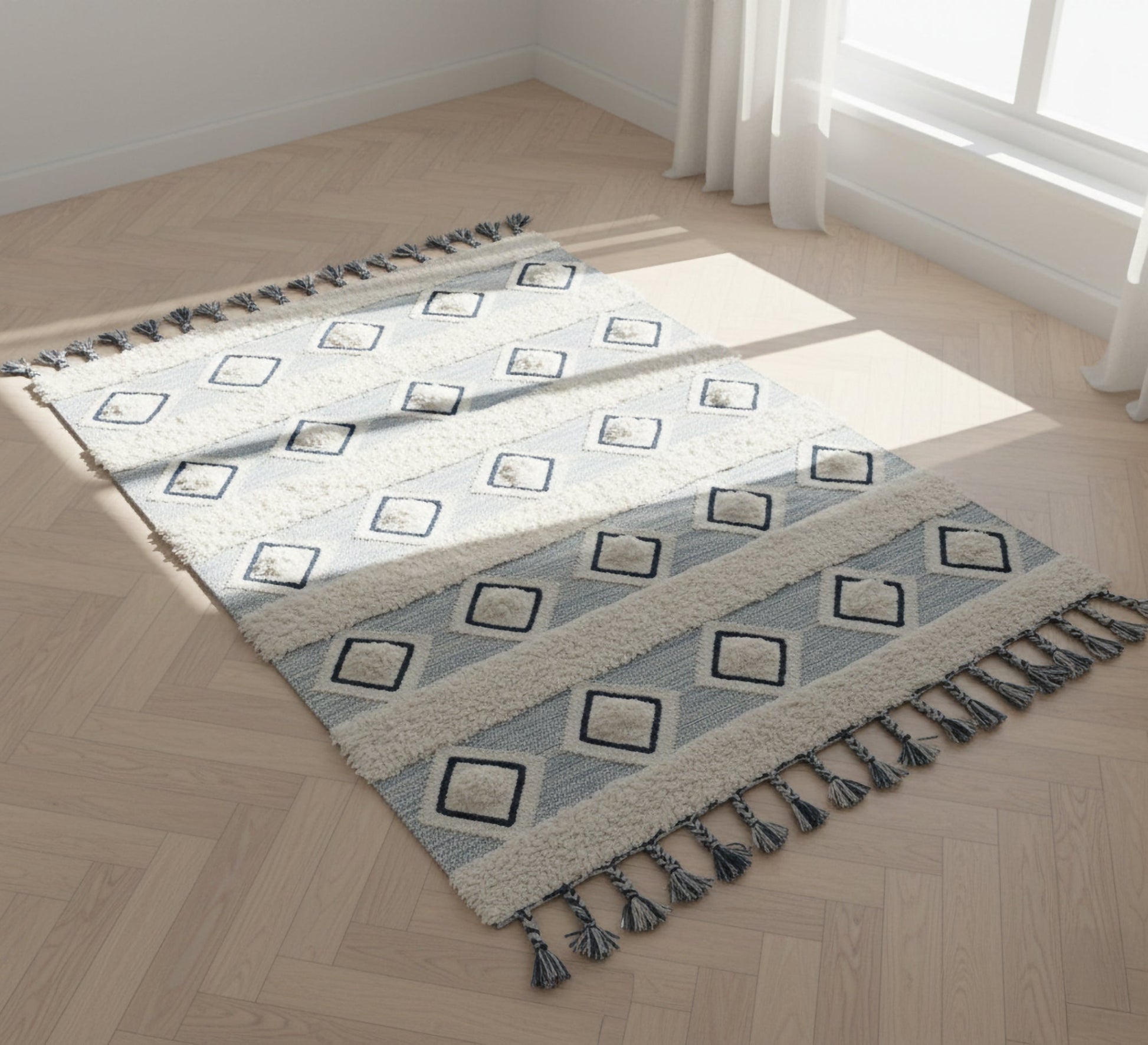 Boho rug with thick fringed edges - Vitrine Furniture - Accessories