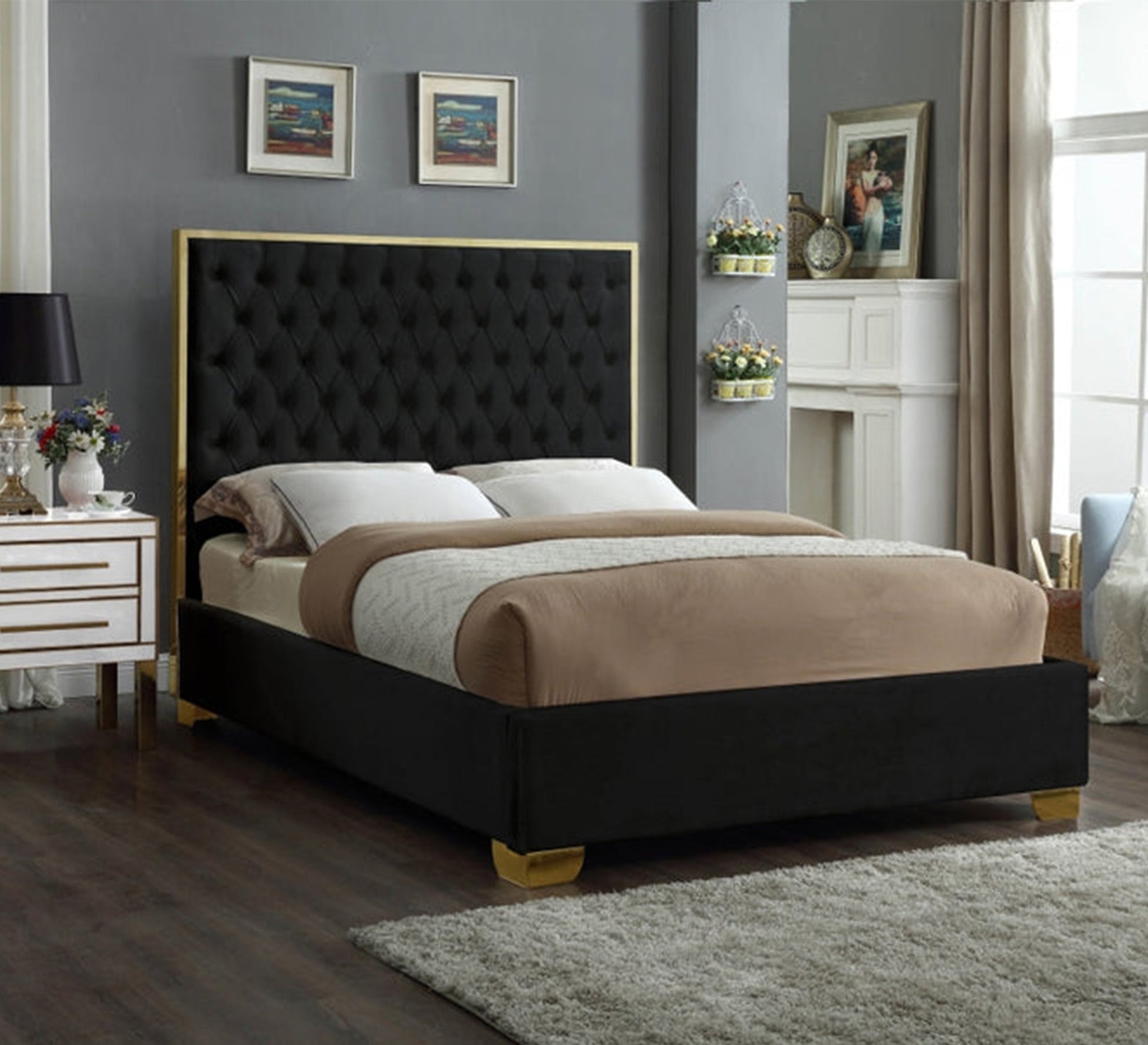Bold black upholstery bed - Vitrine Furniture - Furniture