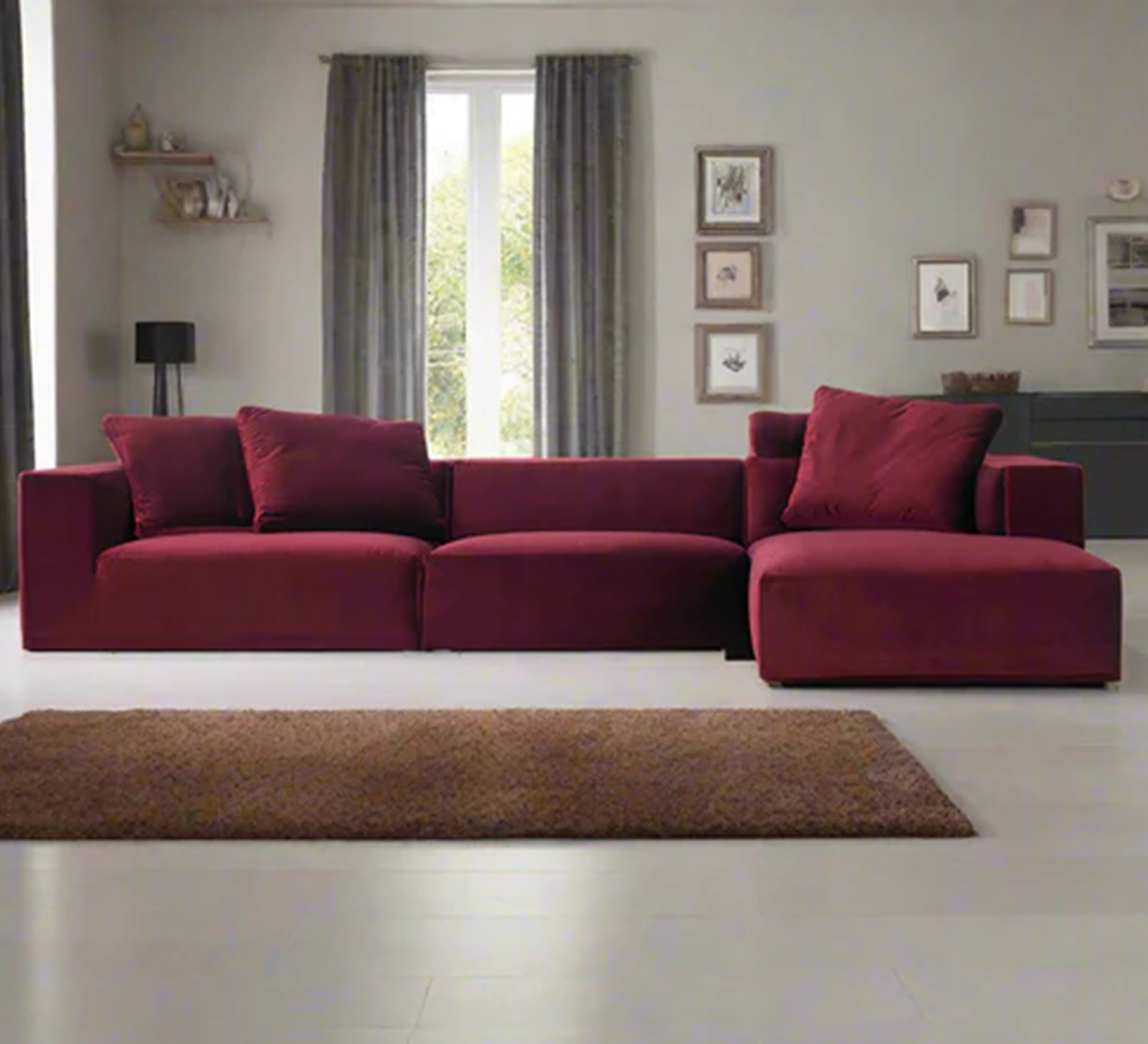 Bold red modular corner sofa, distinctive design - Vitrine Furniture - Furniture