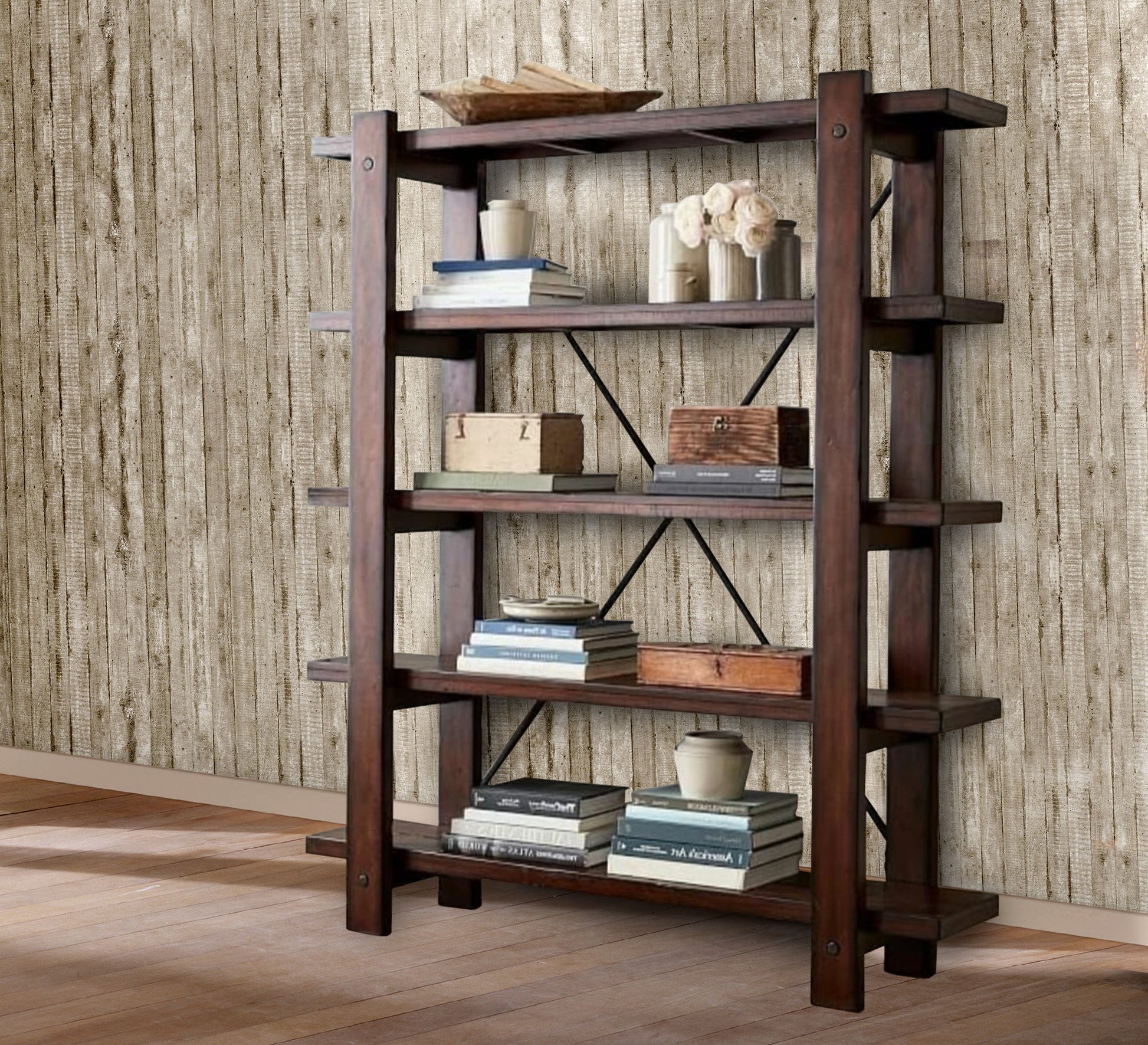 Bookshelf made of natural wood and veneer - Vitrine Furniture - Furniture