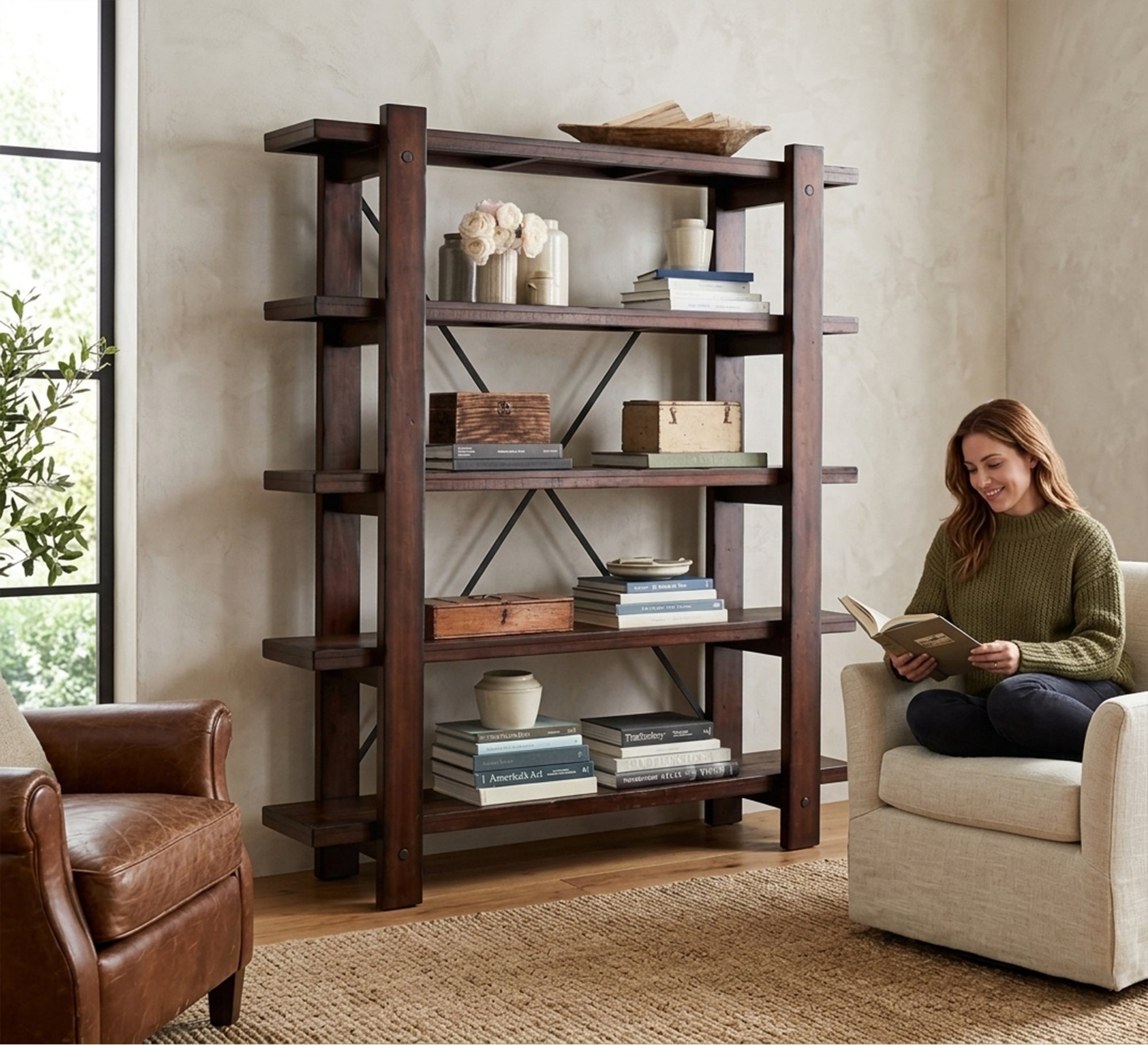 Bookshelf made of natural wood and veneer - Vitrine Furniture - Office Bookcases