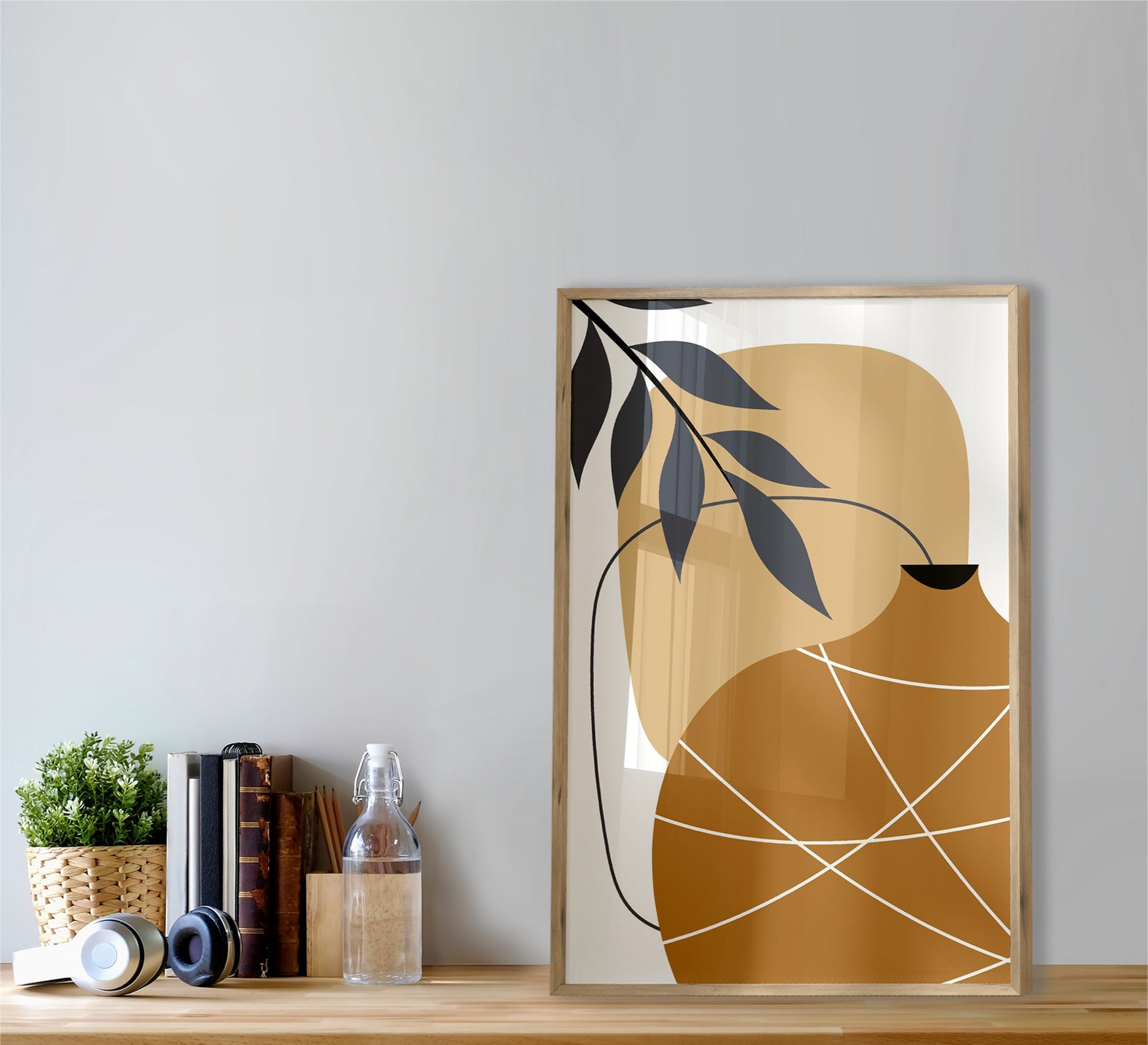 Bottle frame with golden frame - Vitrine Furniture - Décor