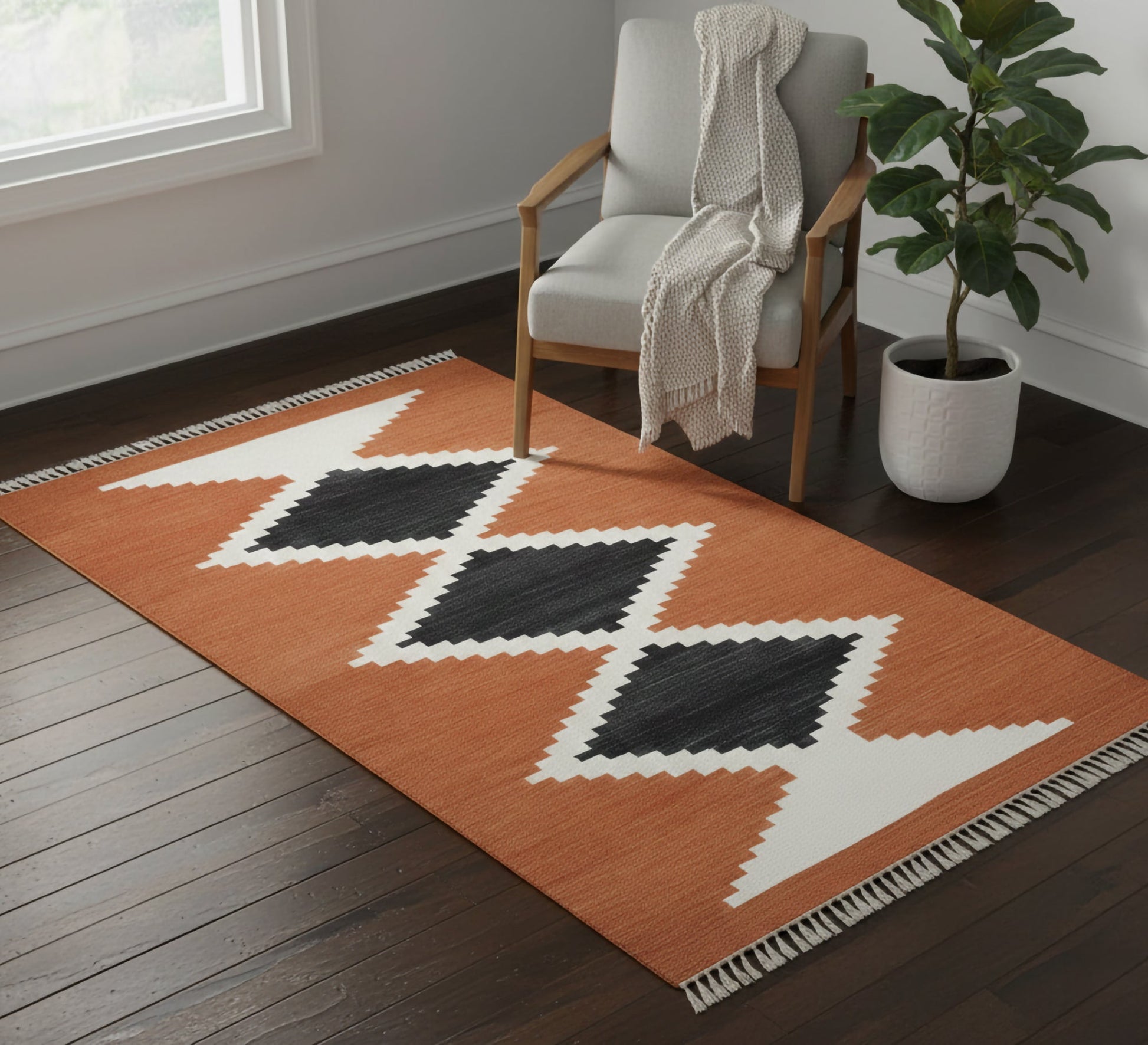 Brick rug with bold, contrasting diamond patterns - Vitrine Furniture - Accessories