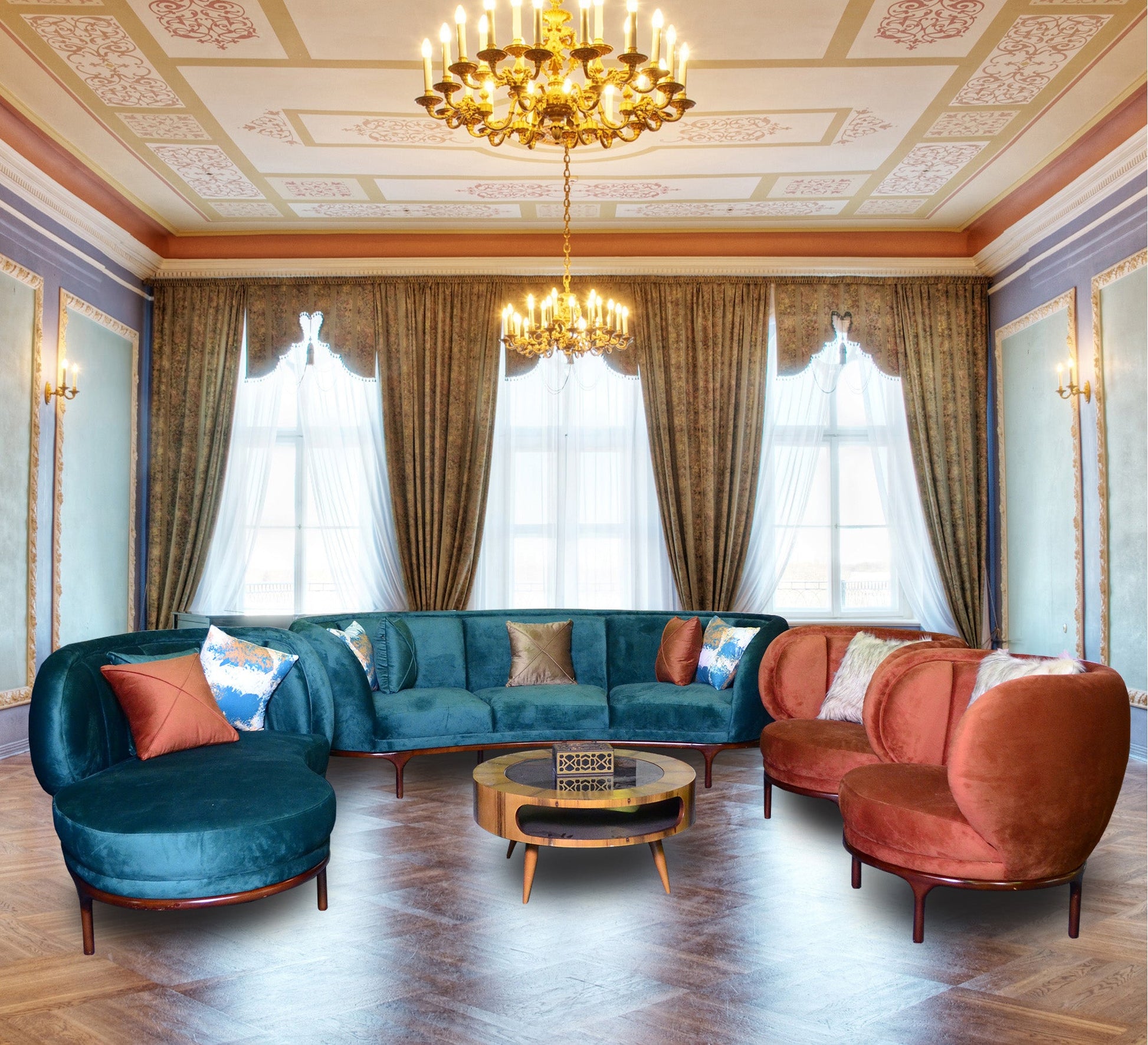 Brick * Turquoise living room - Vitrine Furniture - Living room sets