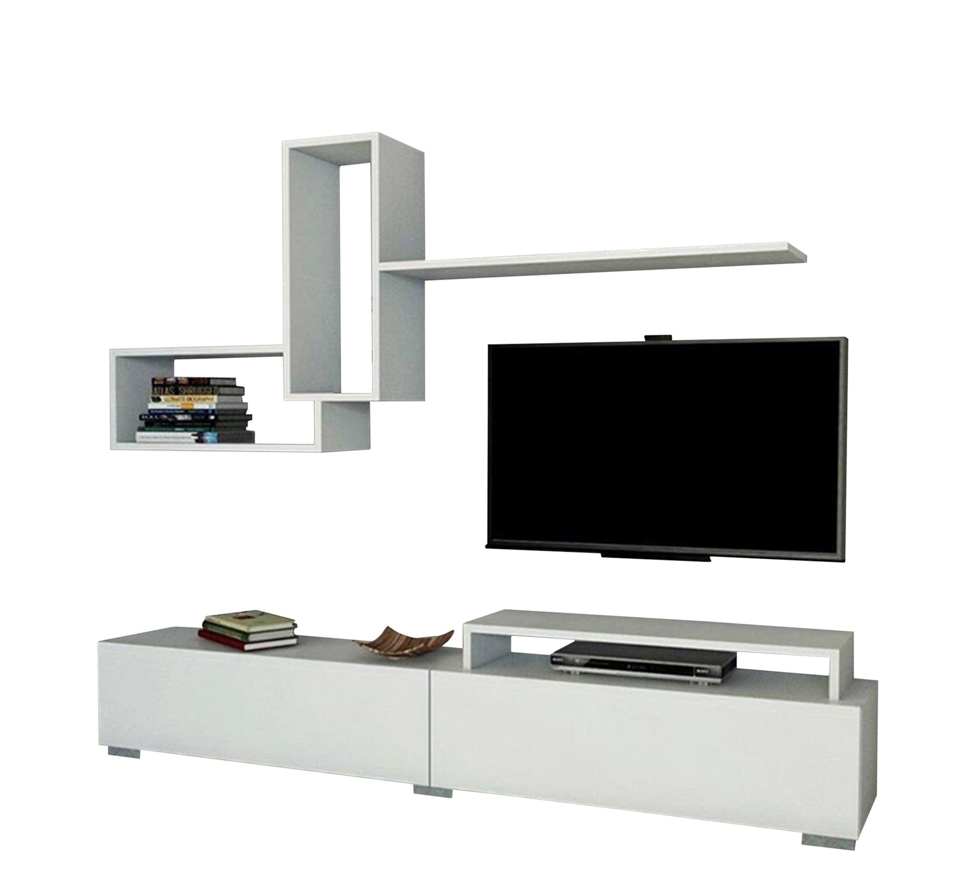 Bright Living White Screen TV Unit: Stylish & Functional - Vitrine Furniture - TV Table & Cabinet