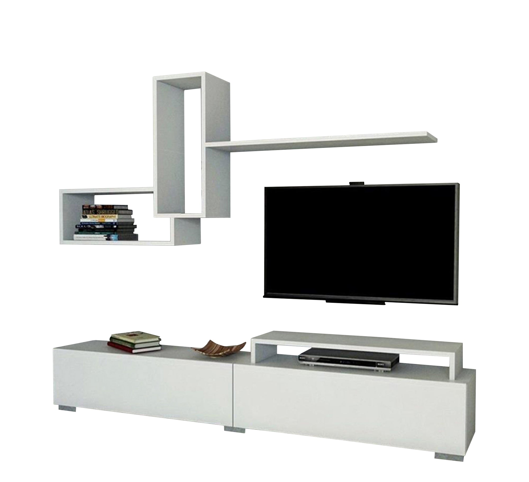 Bright Living White Screen TV Unit: Stylish & Functional - Vitrine Furniture - TV Table & Cabinet