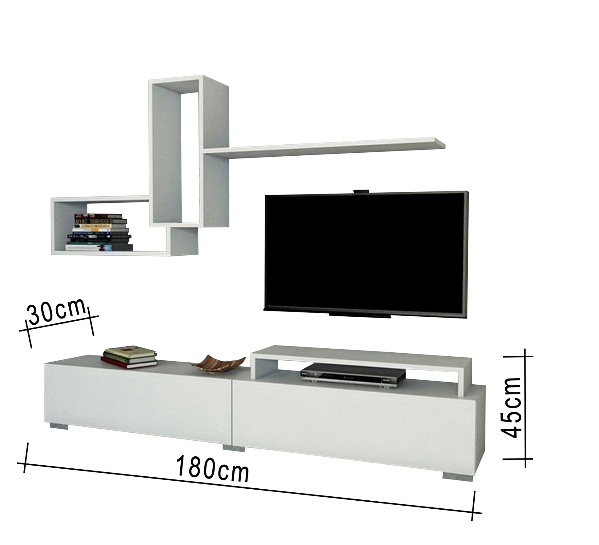 Bright Living White Screen TV Unit: Stylish & Functional - Vitrine Furniture - TV Table & Cabinet