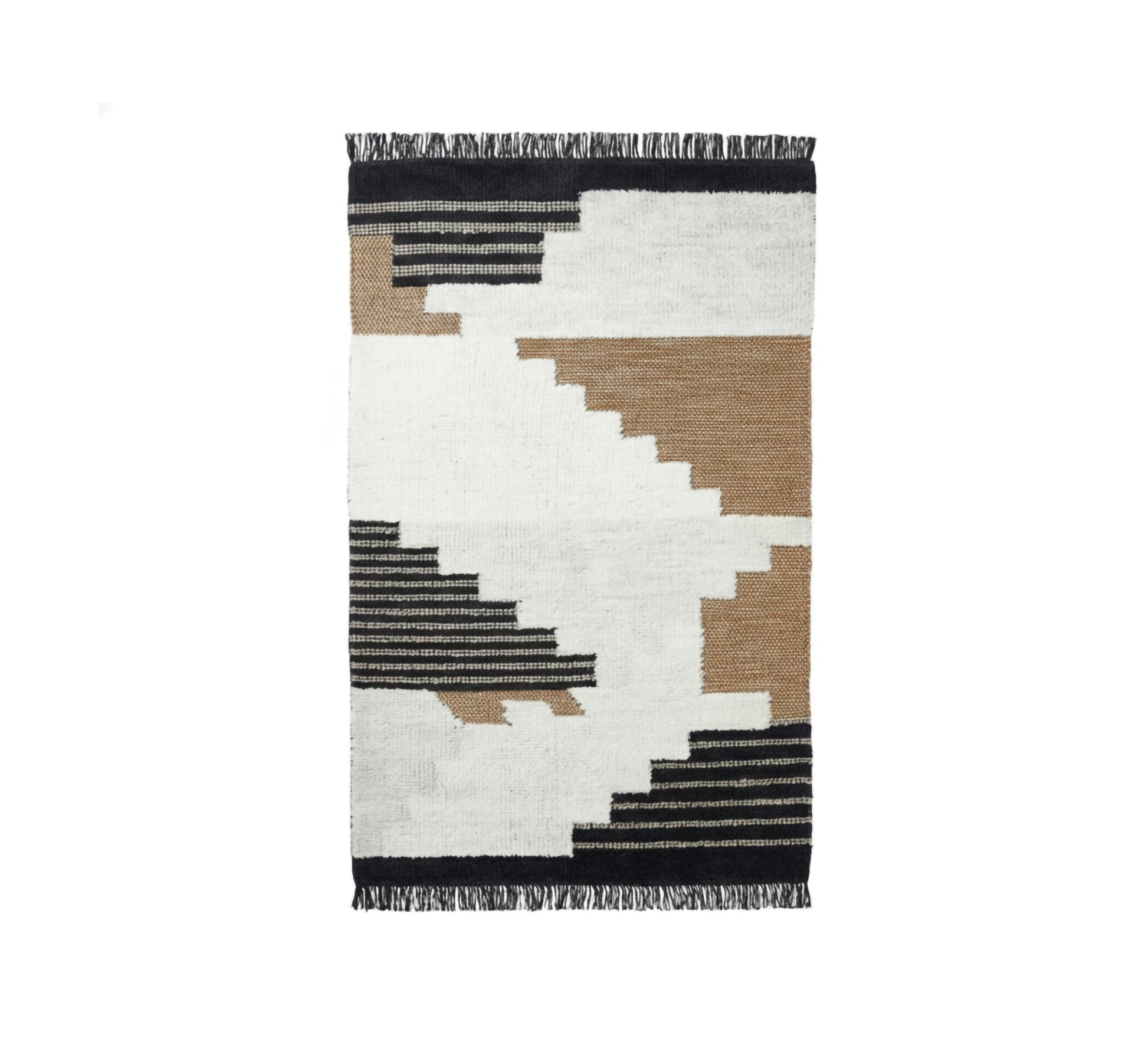 Brown and gray wool stripes rug - Vitrine Furniture - Accessories