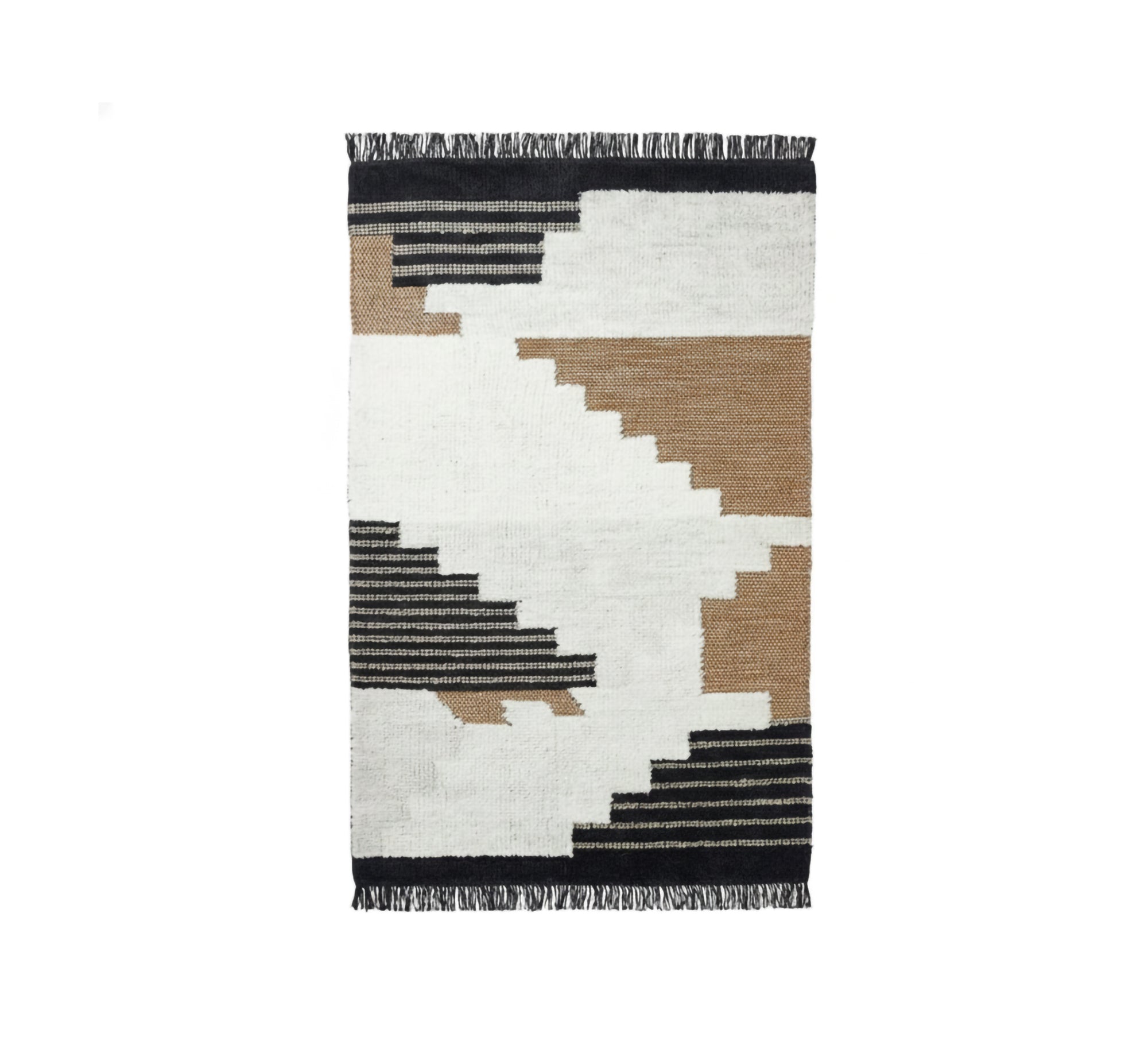Brown and gray wool stripes rug - Vitrine Furniture - Accessories