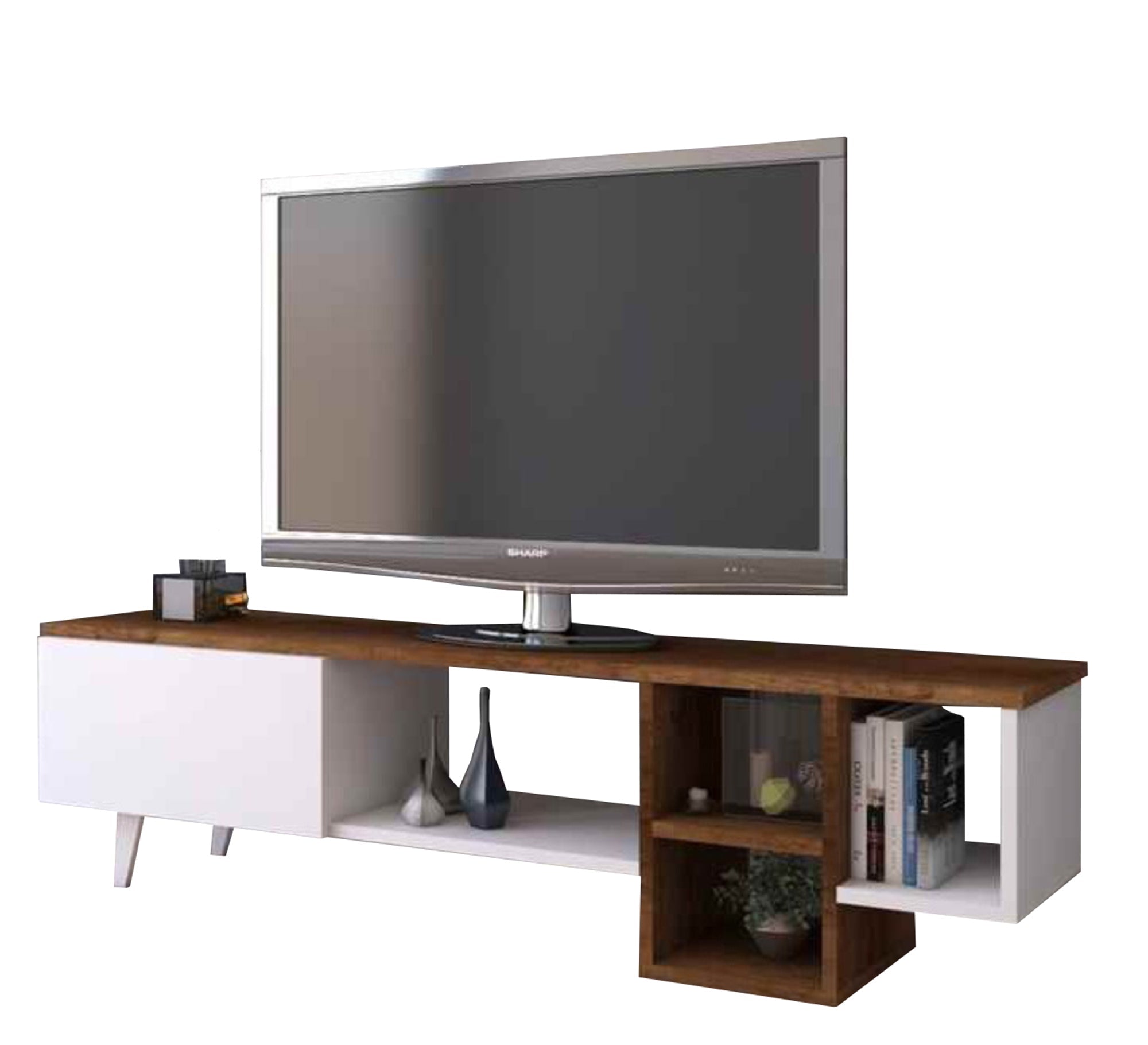 Brown and white TV cabinet - Vitrine Furniture - Furniture