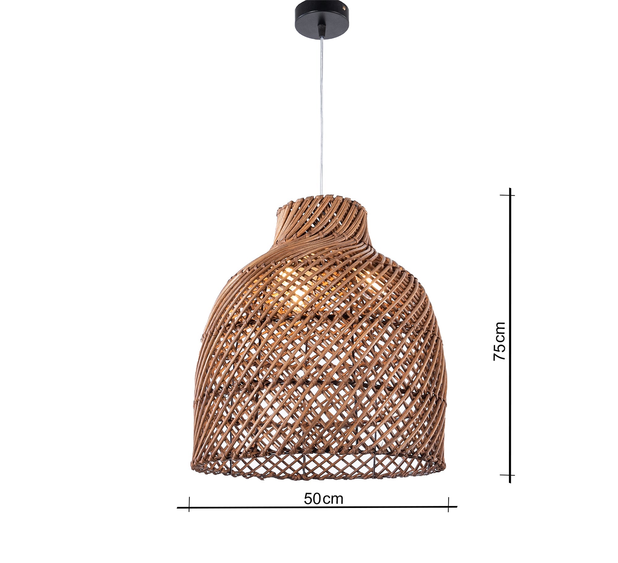 Brown bamboo half - cylinder pendant light - Vitrine Furniture - Lighting