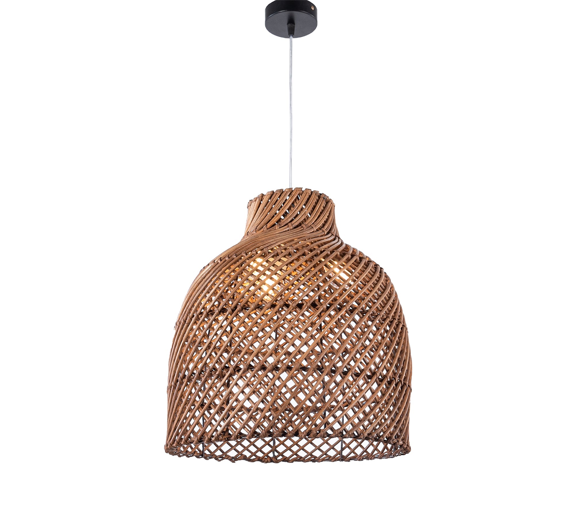 Brown bamboo half - cylinder pendant light - Vitrine Furniture - Lighting