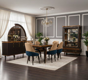 Brown dining room with a semi - circular buffet mirror - Vitrine Furniture - Sets