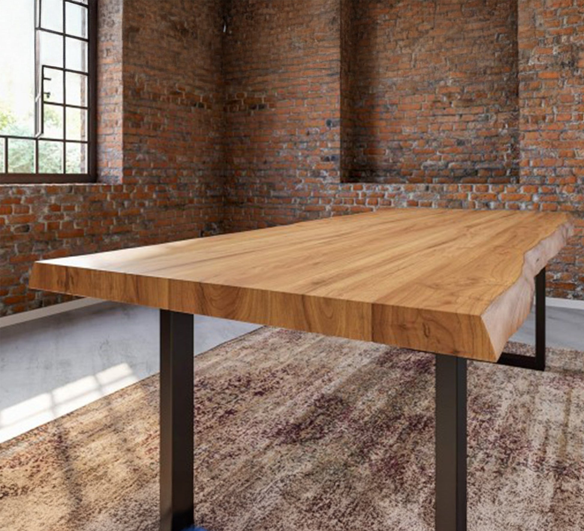 Brown dining table with metal legs - Vitrine Furniture - Outdoor Products