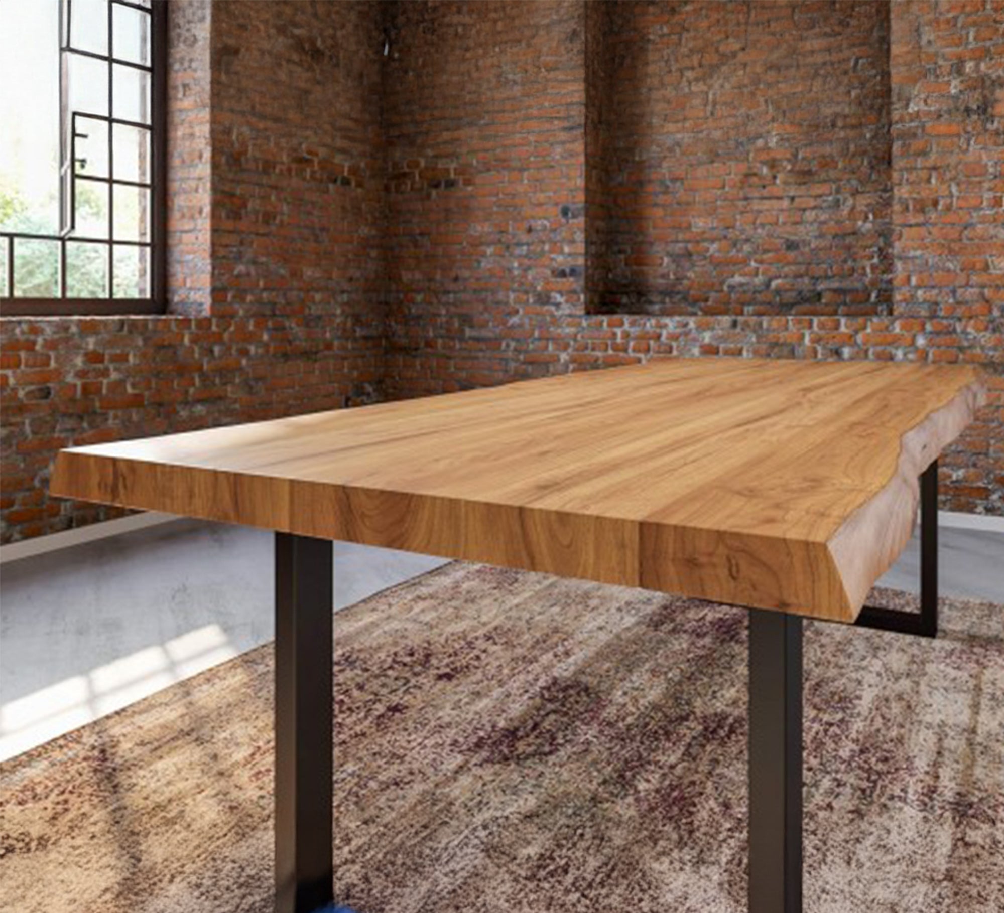 Brown dining table with metal legs - Vitrine Furniture - Outdoor Products