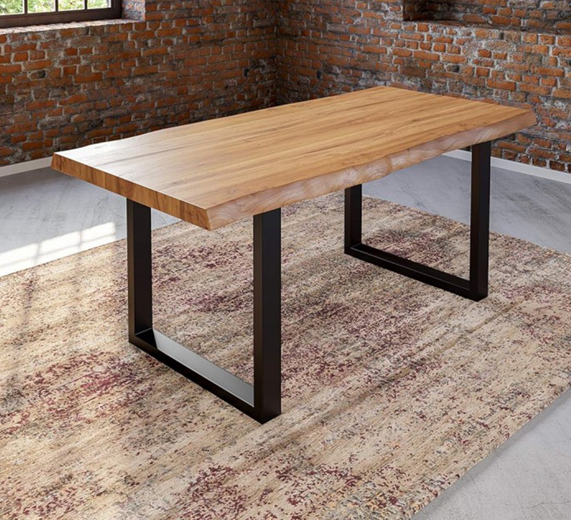 Brown dining table with metal legs - Vitrine Furniture - Outdoor Products