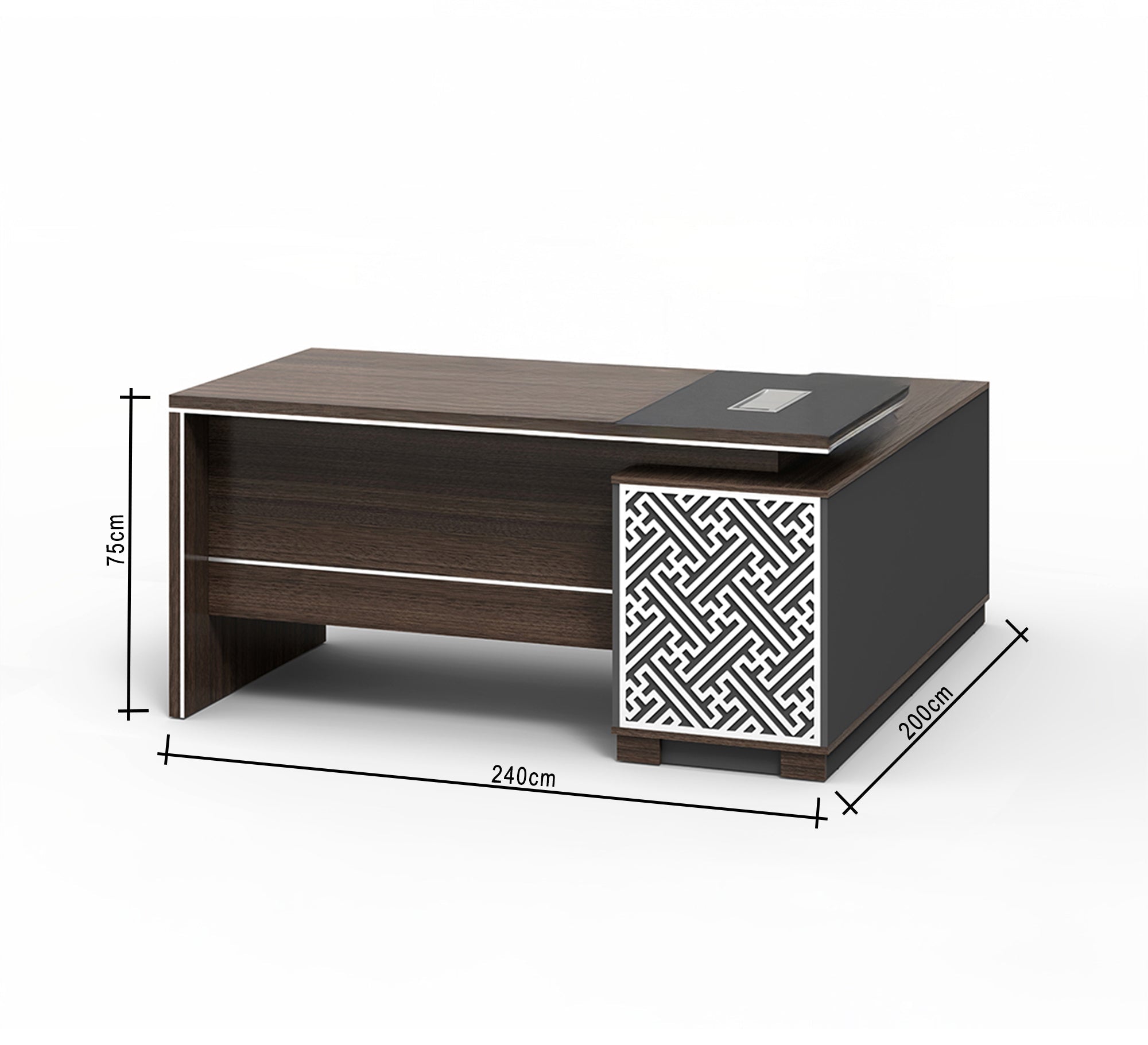 Brown Executive Desk with Openwork Arabesque Front - Vitrine Furniture - Furniture