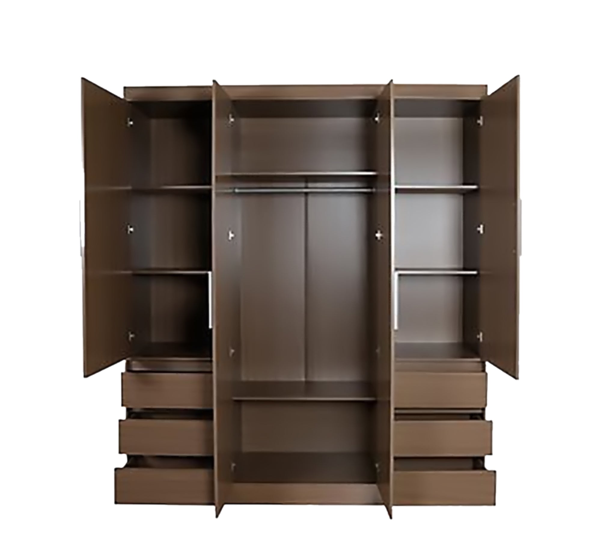 Brown Four - Door Wardrobe: Stylish & Spacious Design - Vitrine Furniture - Furniture