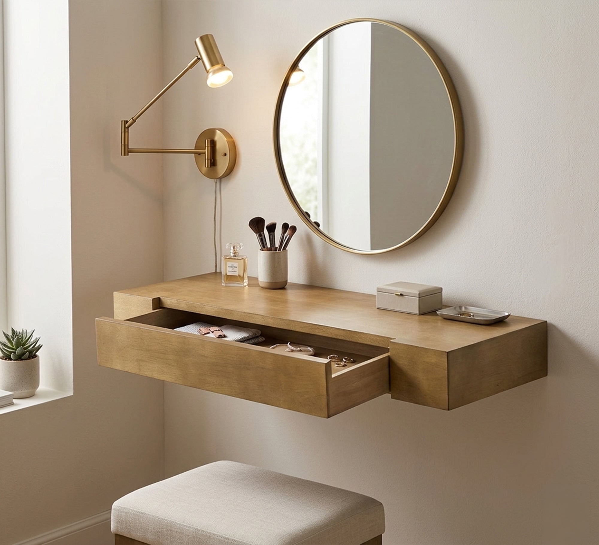 Brown hanging decorative shelf - Vitrine Furniture - Wall Shelves