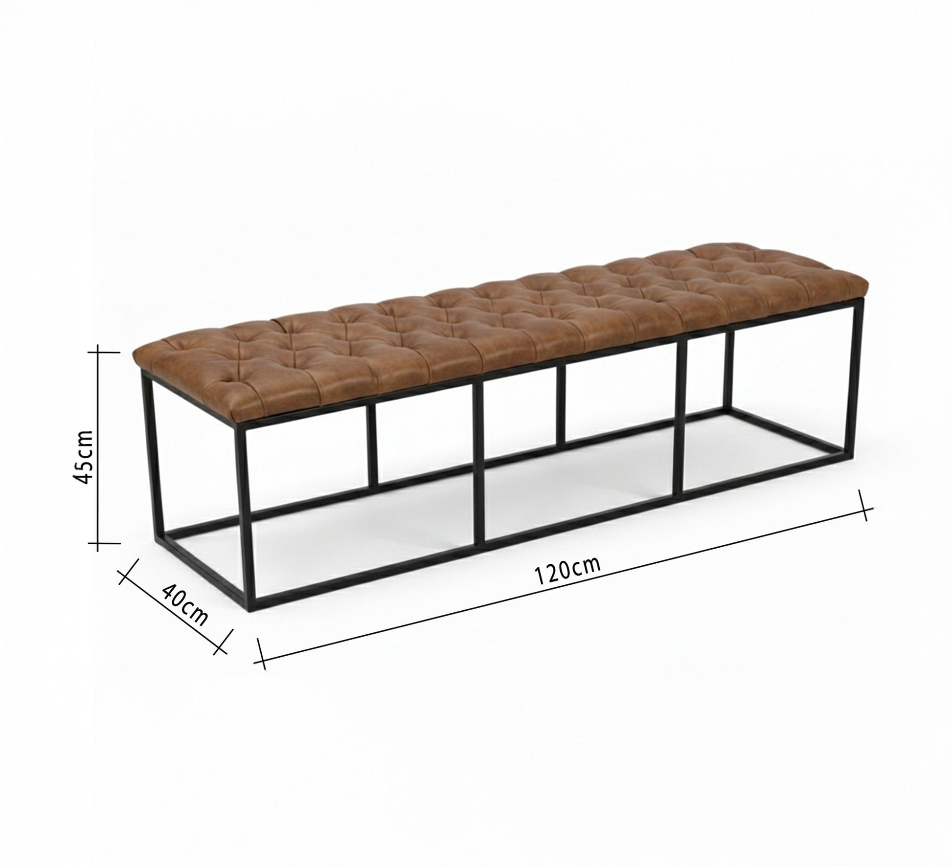 Brown leather quilted bench - Vitrine Furniture - Furniture