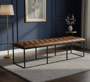 Brown leather quilted bench - Vitrine Furniture - Furniture
