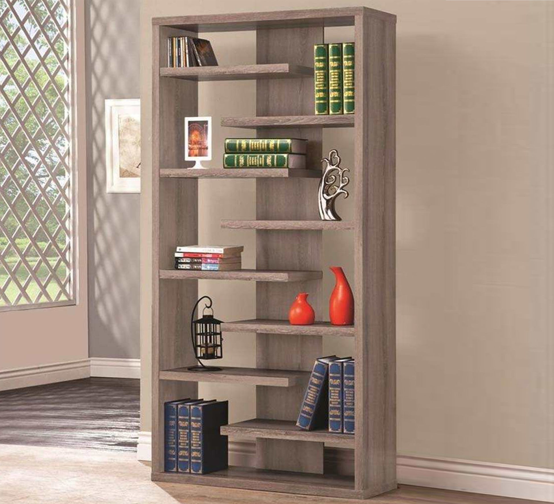 Brown MDF Bookcase - Vitrine Furniture - Furniture