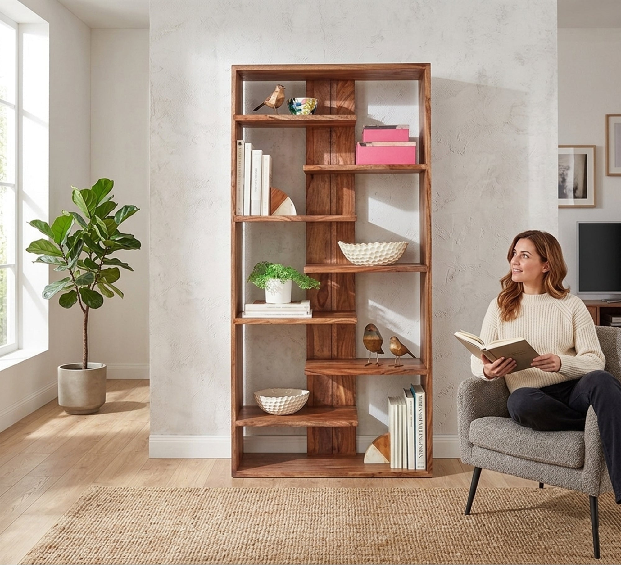 Brown MDF Bookcase - Vitrine Furniture - Office Bookcases