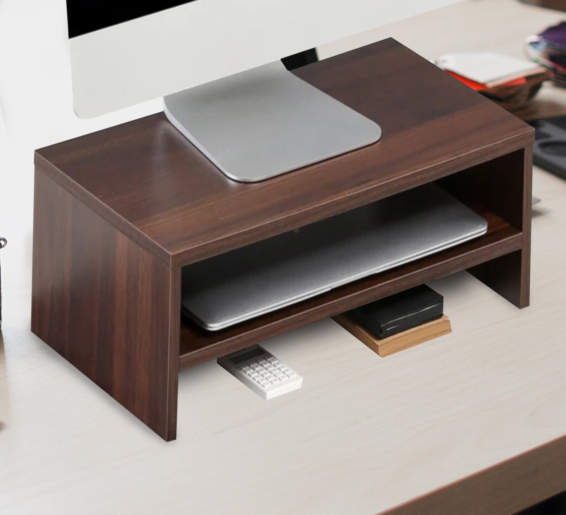 Brown Monitor Stand or Desk Organizer - Vitrine Furniture - TV Table & Cabinet