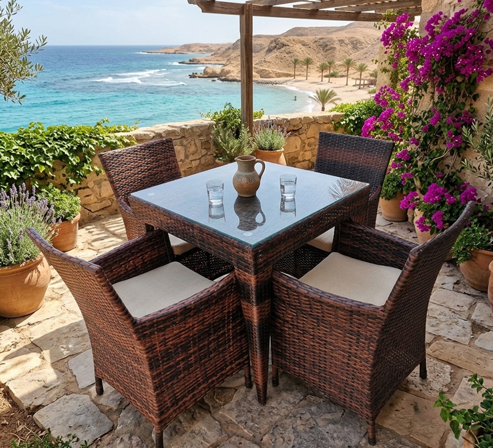 Brown outdoor seating set - Vitrine Furniture - Outdoor Lounge Sets