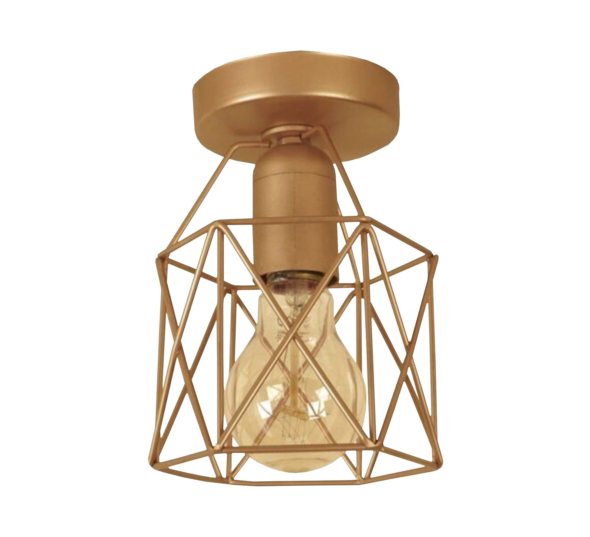 Brown polygonal cage ceiling lamp - Vitrine Furniture - Lighting