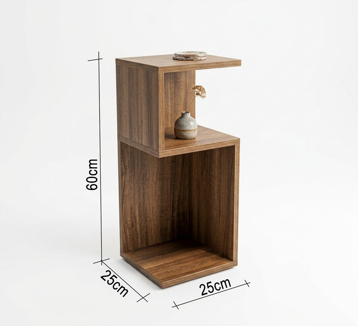 Brown S-shaped side table - Vitrine Furniture - Side Tables