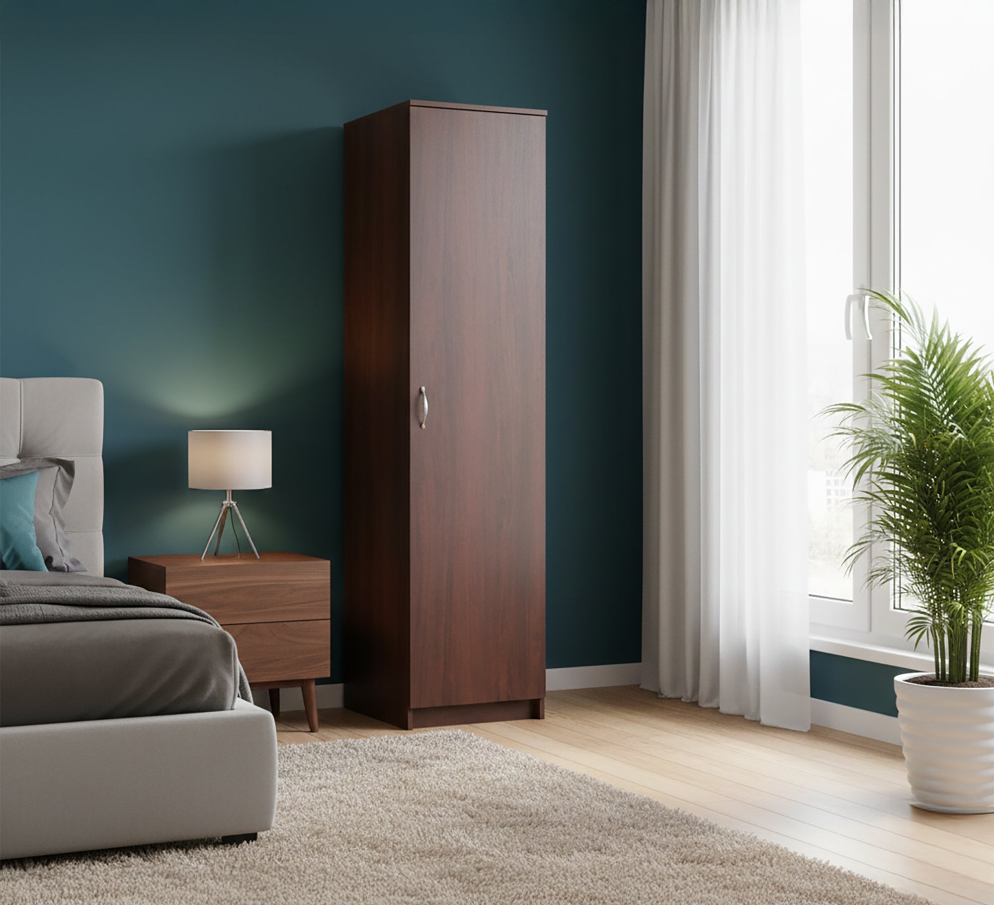 Brown Single - Door Compact Wardrobe - Vitrine Furniture - Furniture