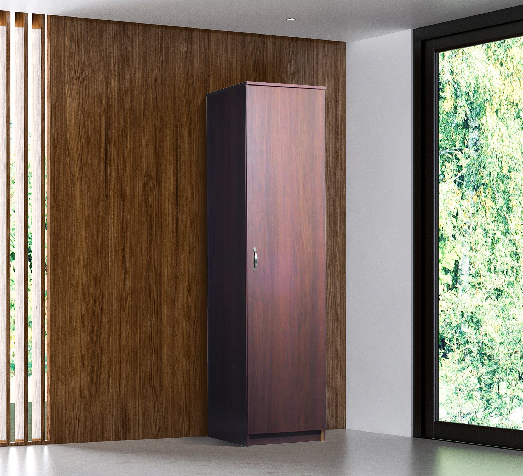 Brown Single - Door Compact Wardrobe - Vitrine Furniture - Furniture