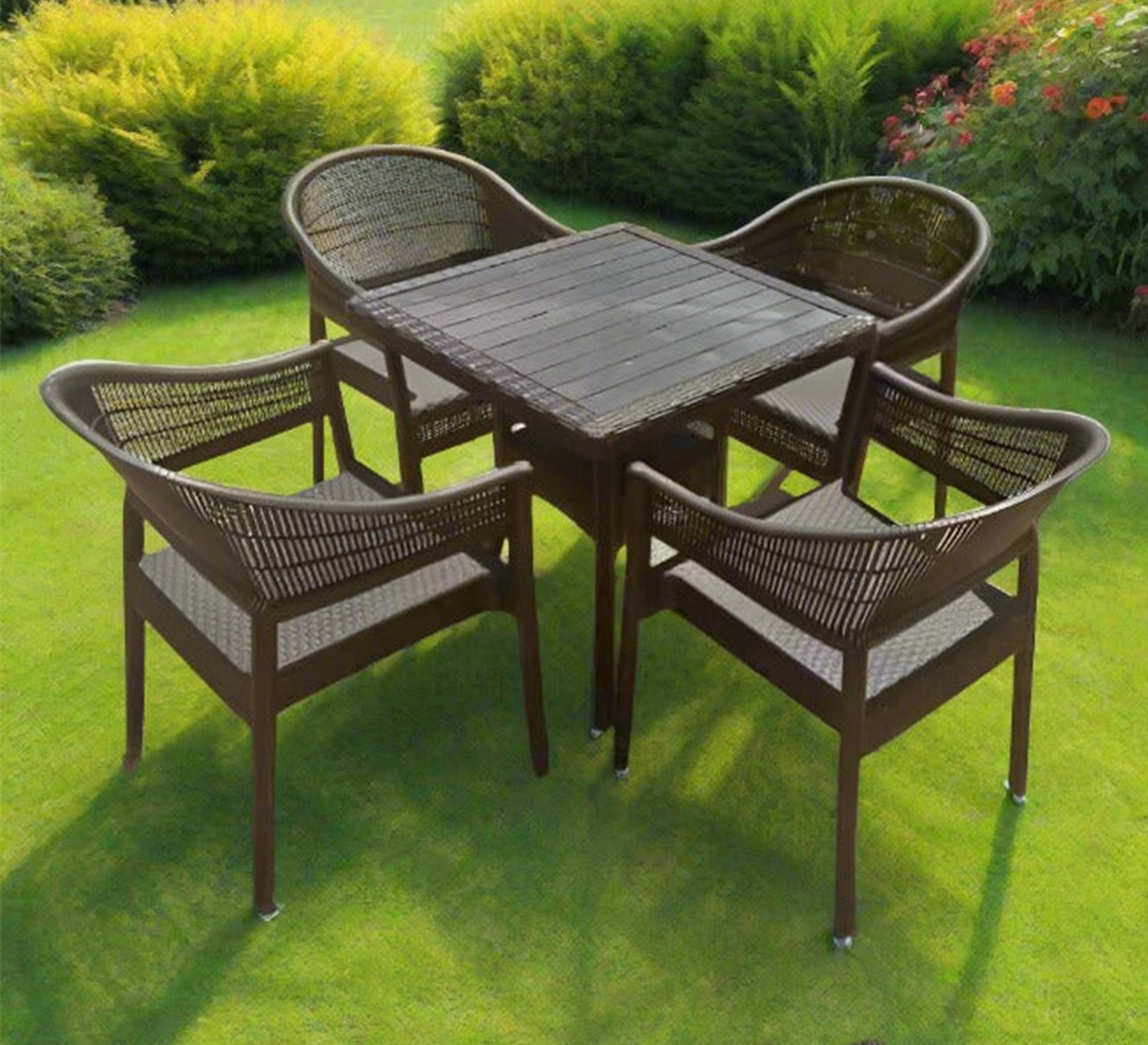 Brown, square, elegant, durable, outdoor patio set - Vitrine Furniture - Outdoor Products