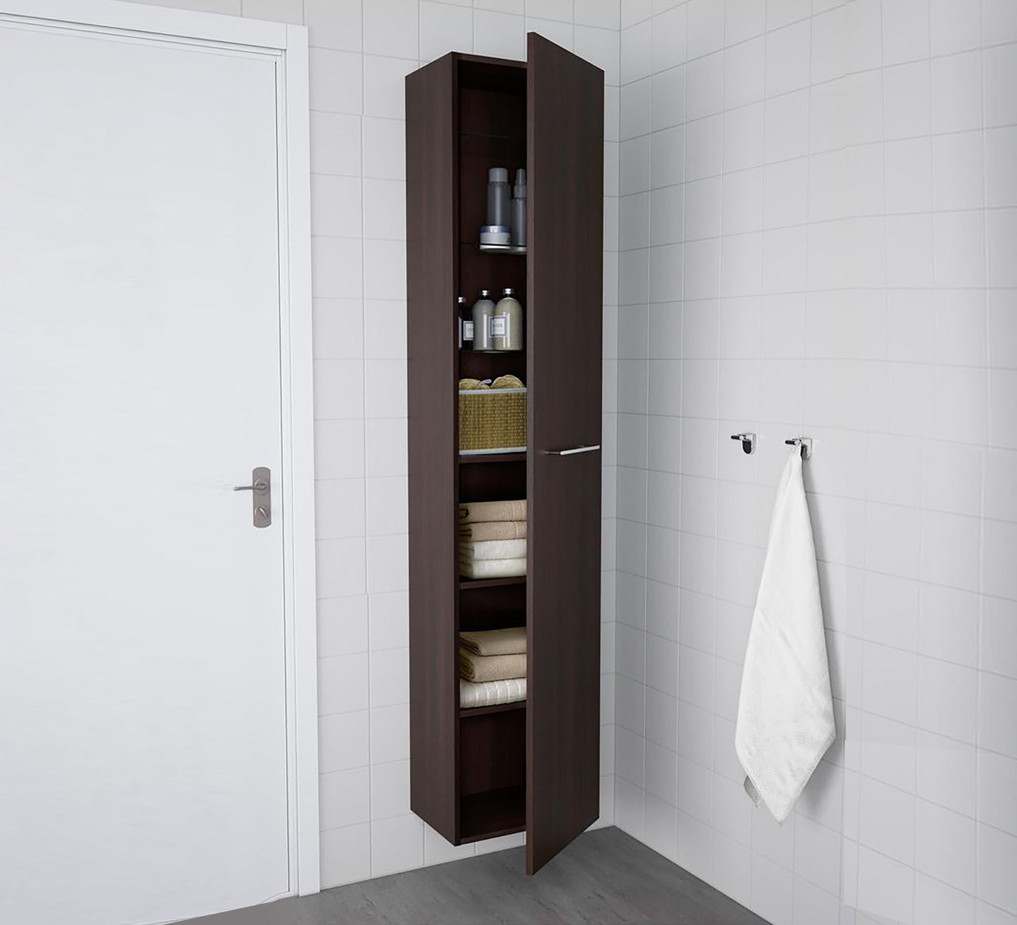 Brown Towel Storage Unit - Vitrine Furniture - Furniture