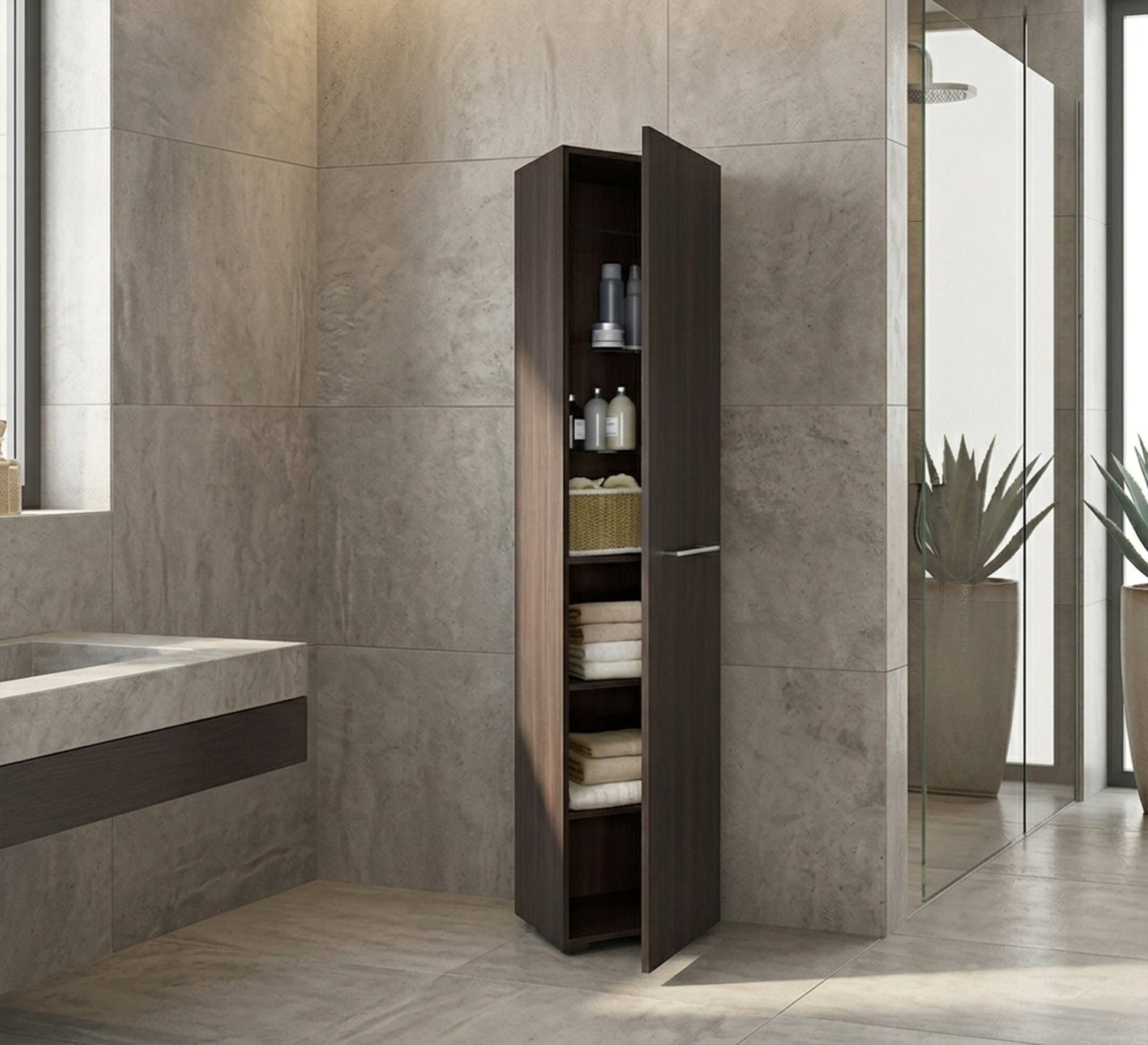 Brown Towel Storage Unit - Vitrine Furniture - Towels holder