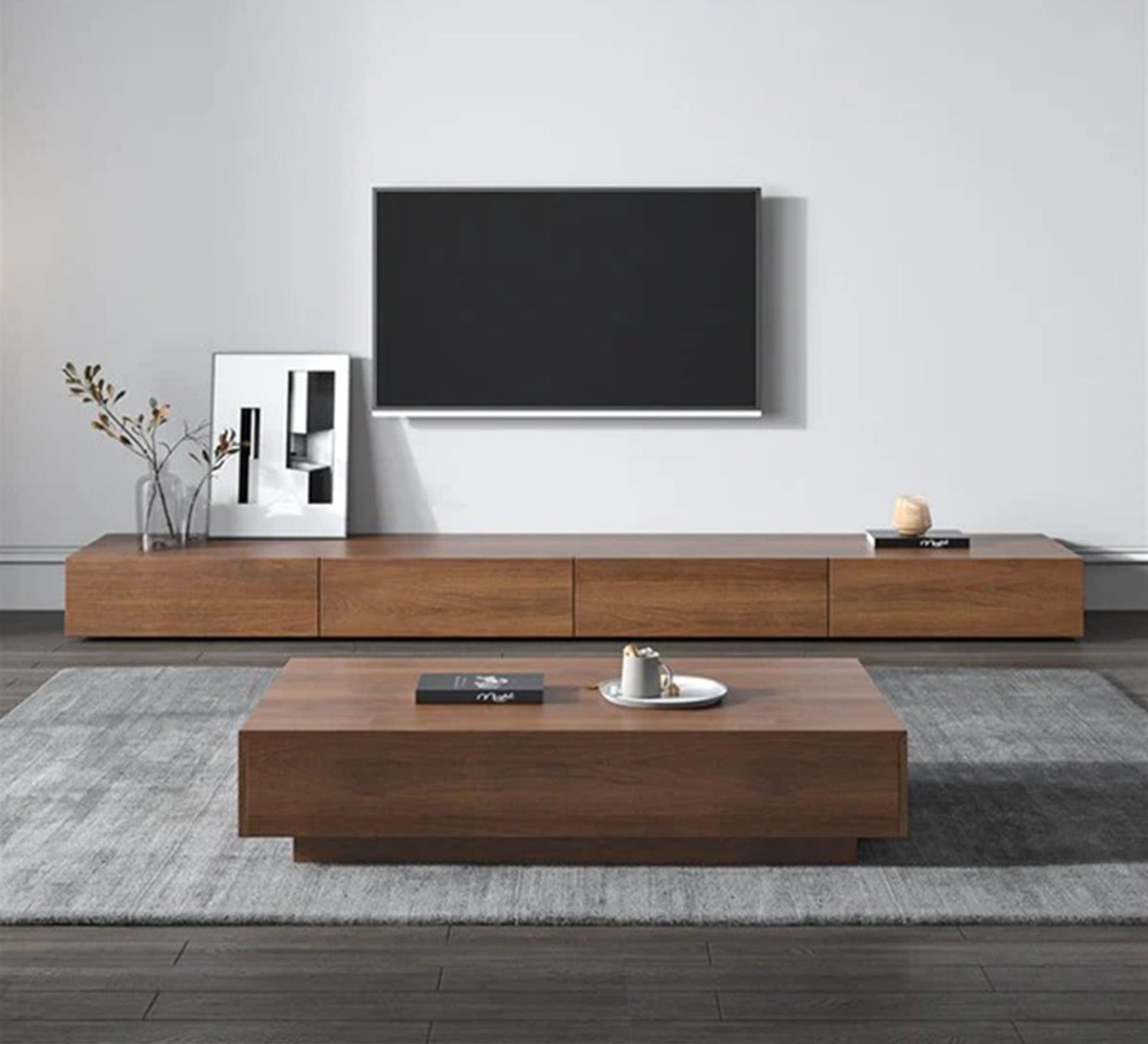 Brown TV table set - Vitrine Furniture - Furniture