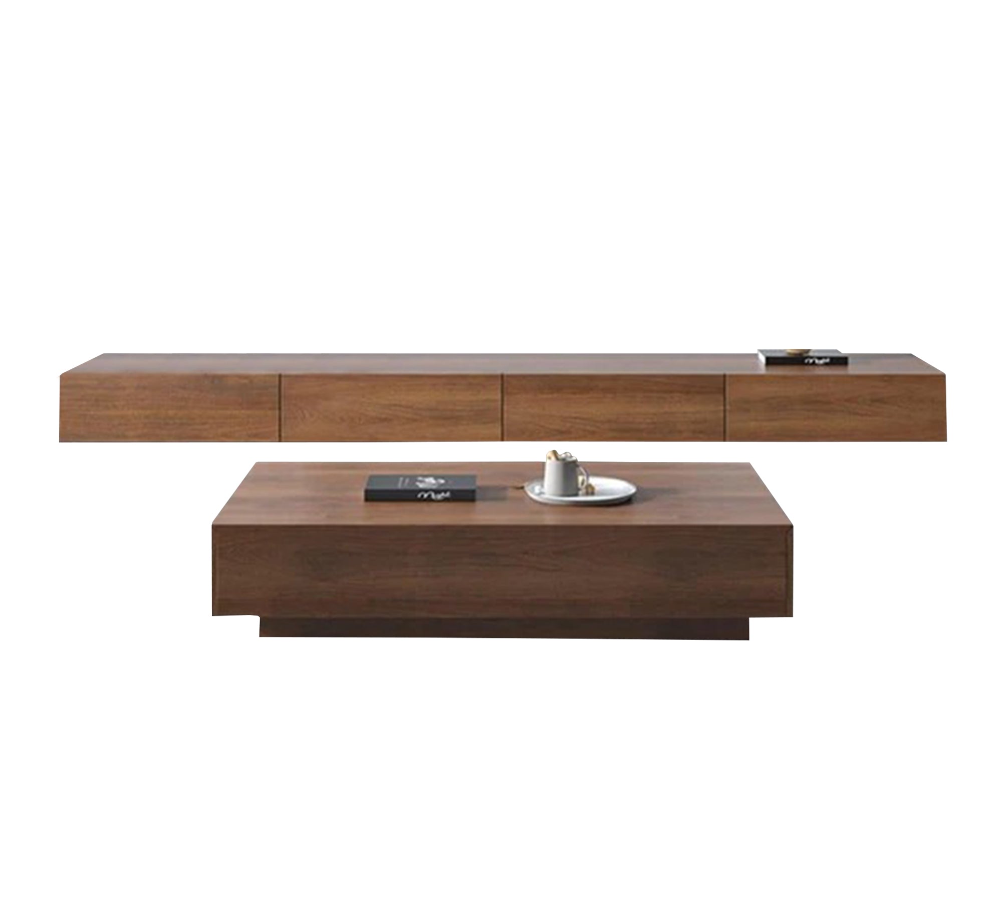 Brown TV table set - Vitrine Furniture - Furniture