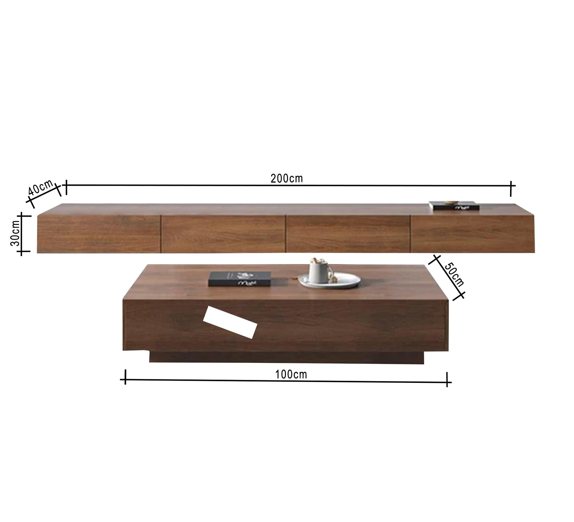 Brown TV table set - Vitrine Furniture - Furniture