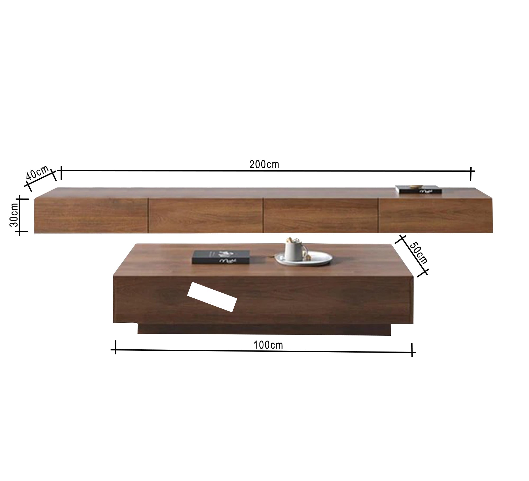 Brown TV table set - Vitrine Furniture - Furniture