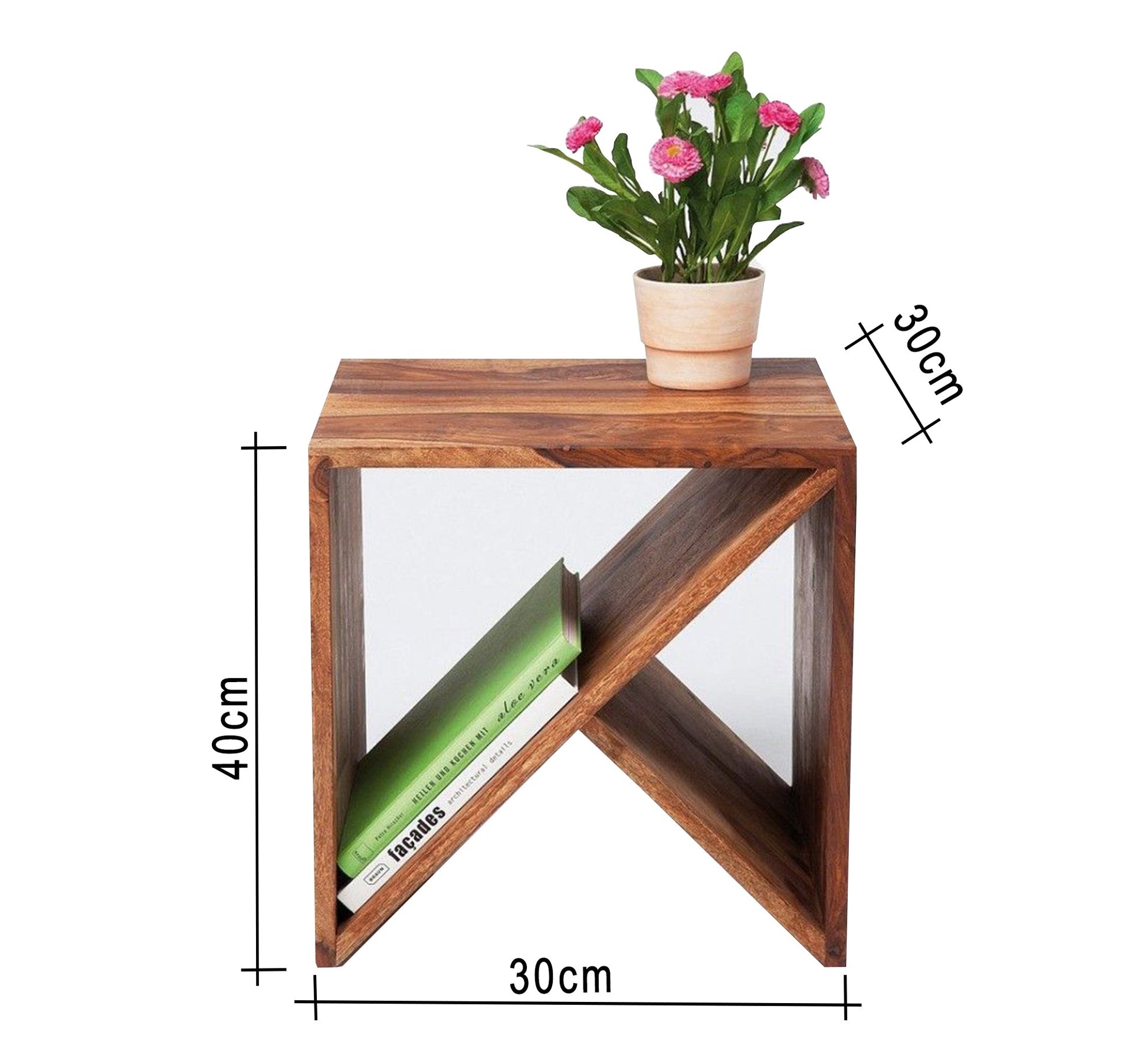 Brown wood side table with a sloping shelf - Vitrine Furniture - Furniture