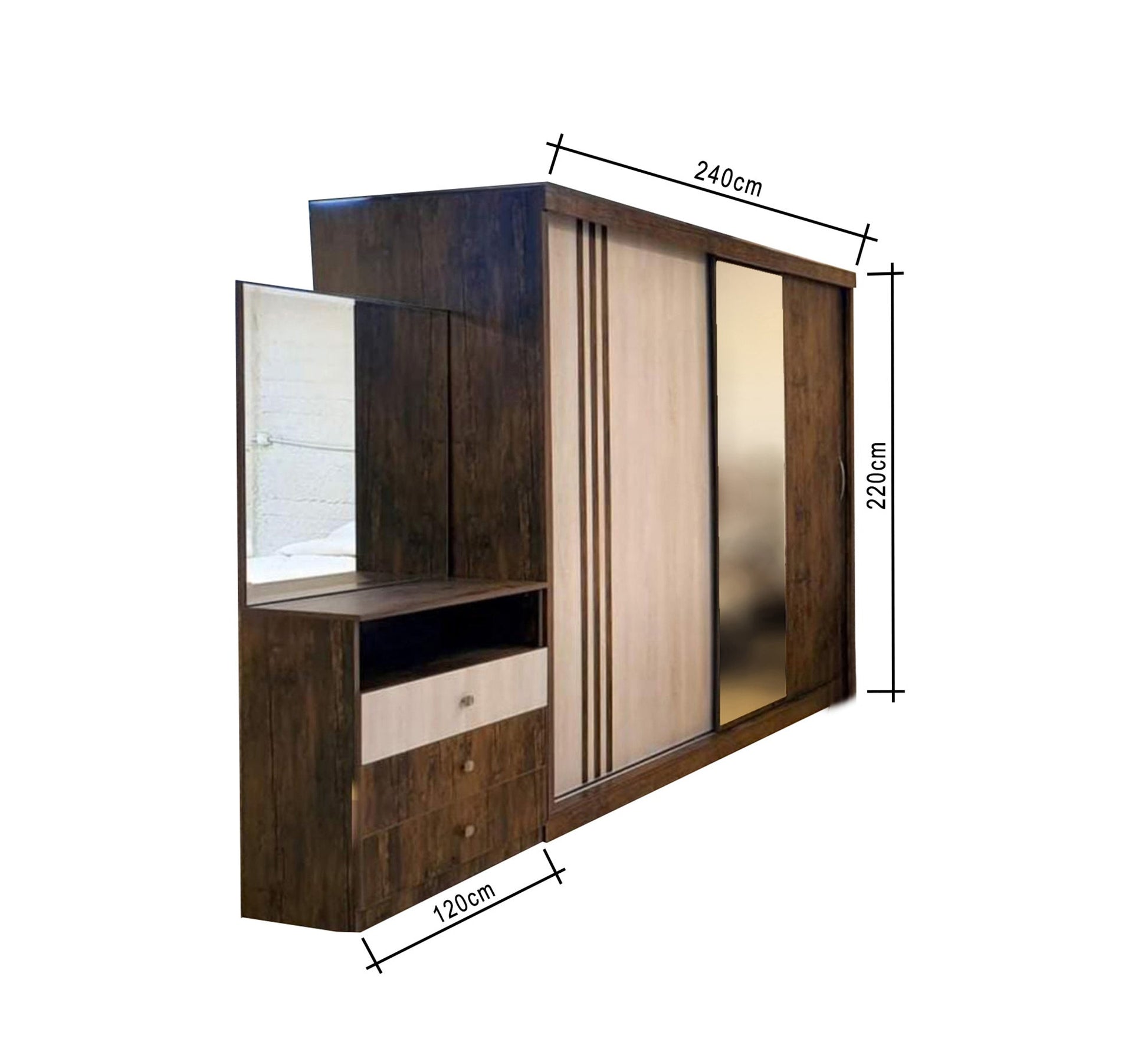 Brown wooden bedroom for young men - Vitrine Furniture - Bed Sets