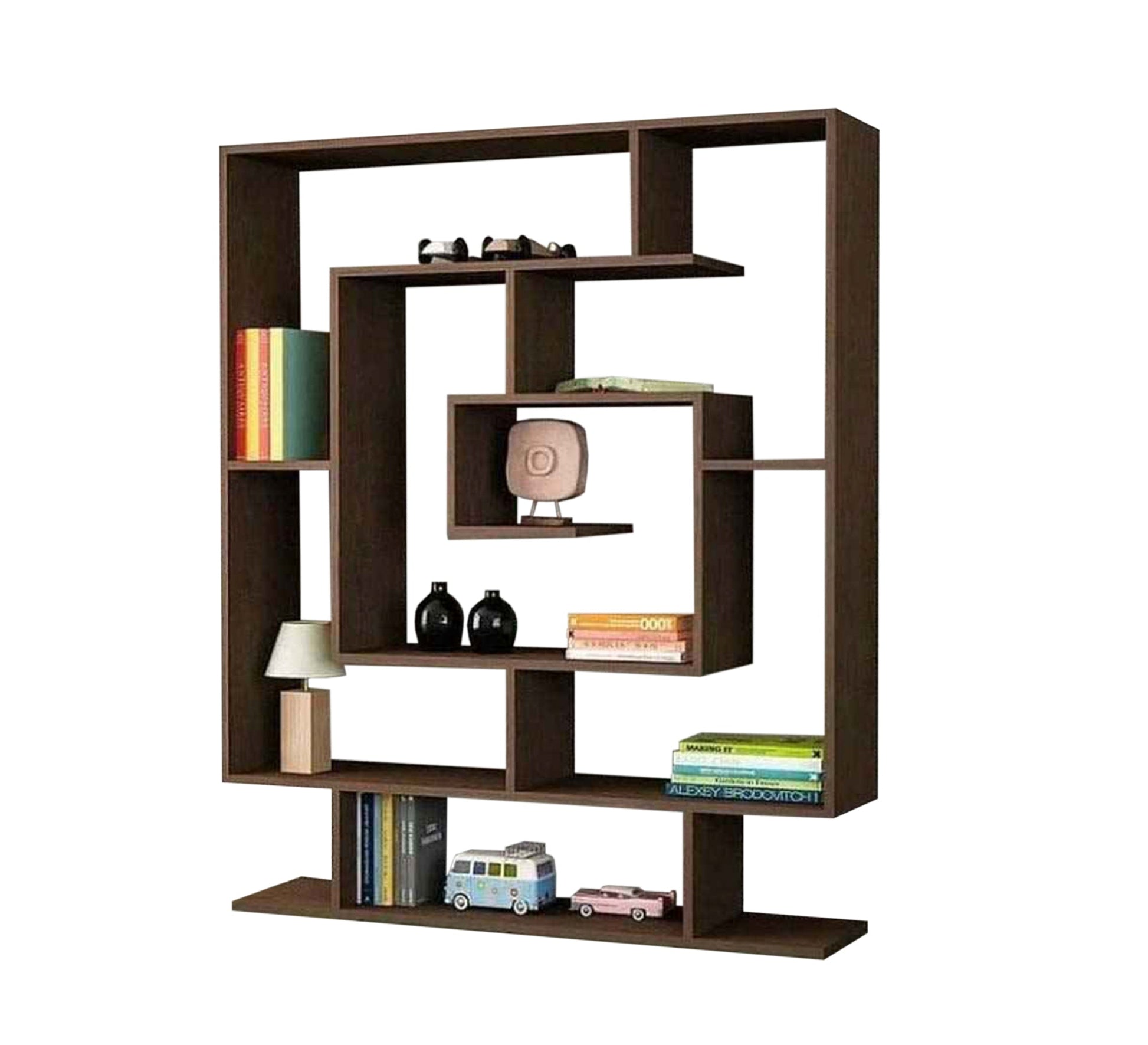 Brown Wooden Bookcase - Vitrine Furniture - Furniture