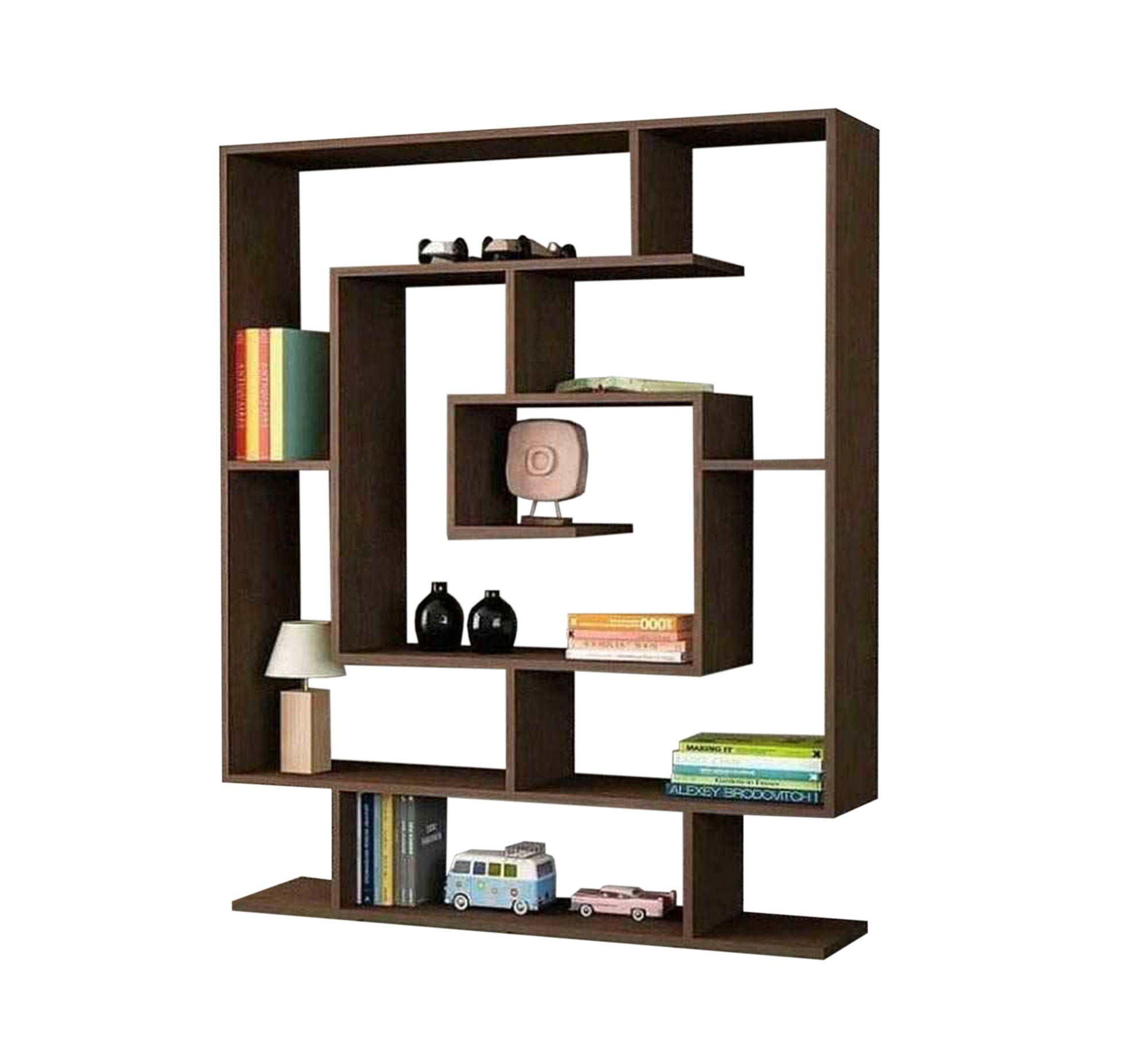 Brown Wooden Bookcase - Vitrine Furniture - Furniture
