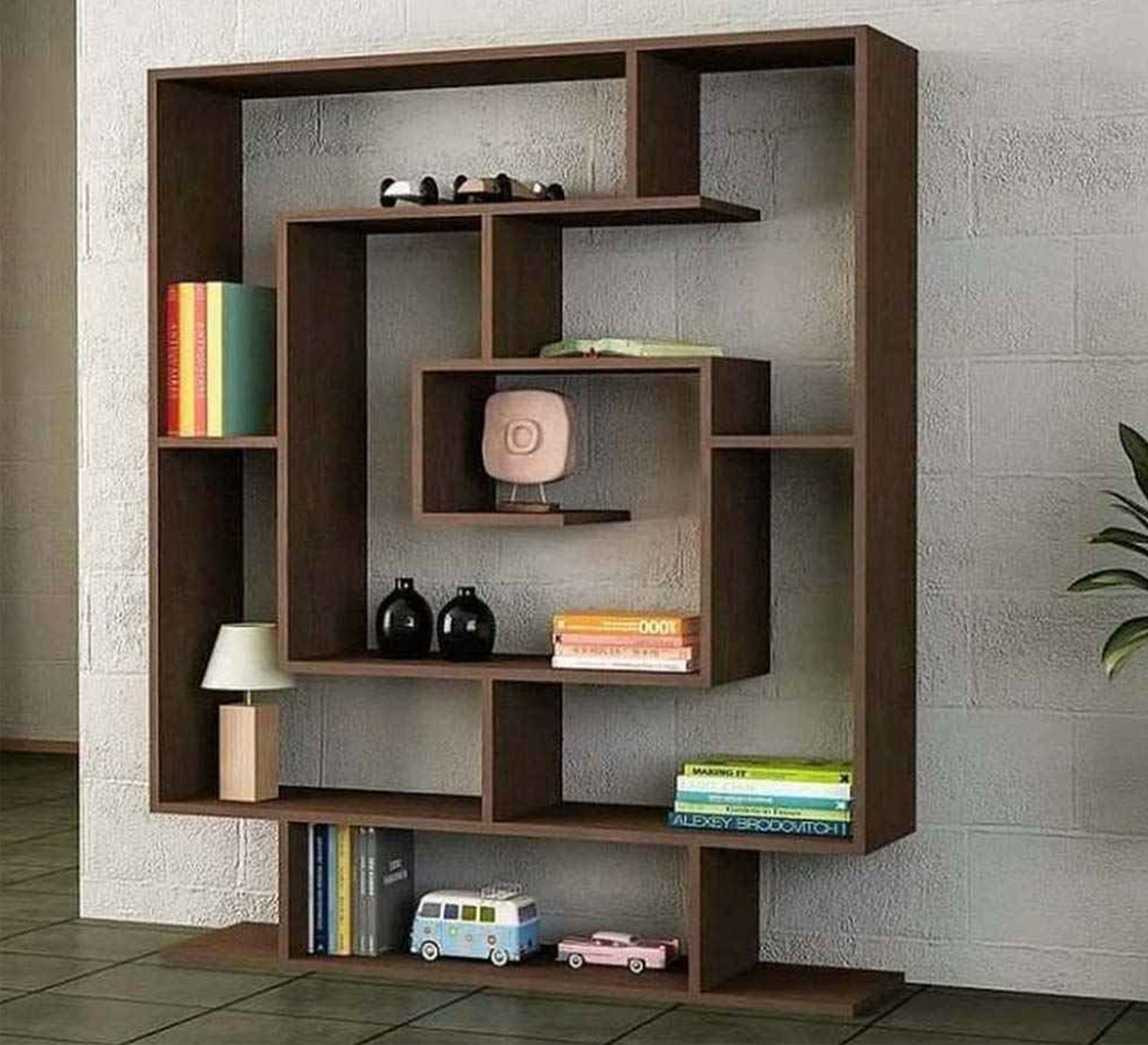 Brown Wooden Bookcase - Vitrine Furniture - Furniture