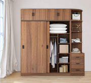 Brown Wooden Cupboard with External Shelves - Vitrine Furniture - Furniture