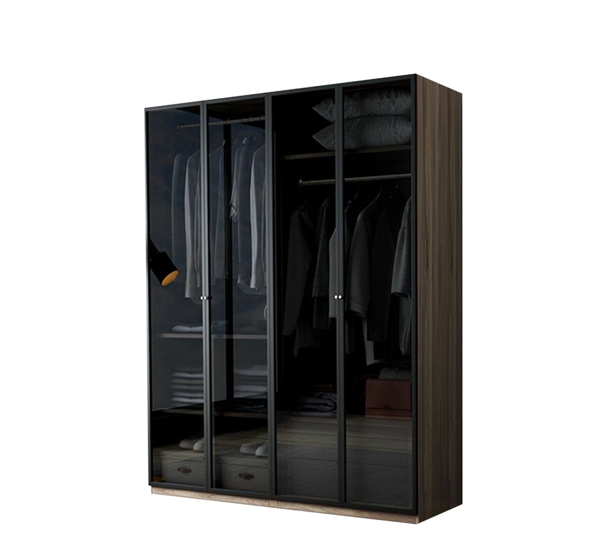 Brown Wooden Cupboard with Honey Glass Door - Vitrine Furniture - Furniture