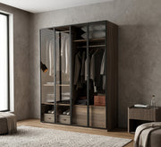 Brown Wooden Cupboard with Honey Glass Door - Vitrine Furniture - Wardrobes