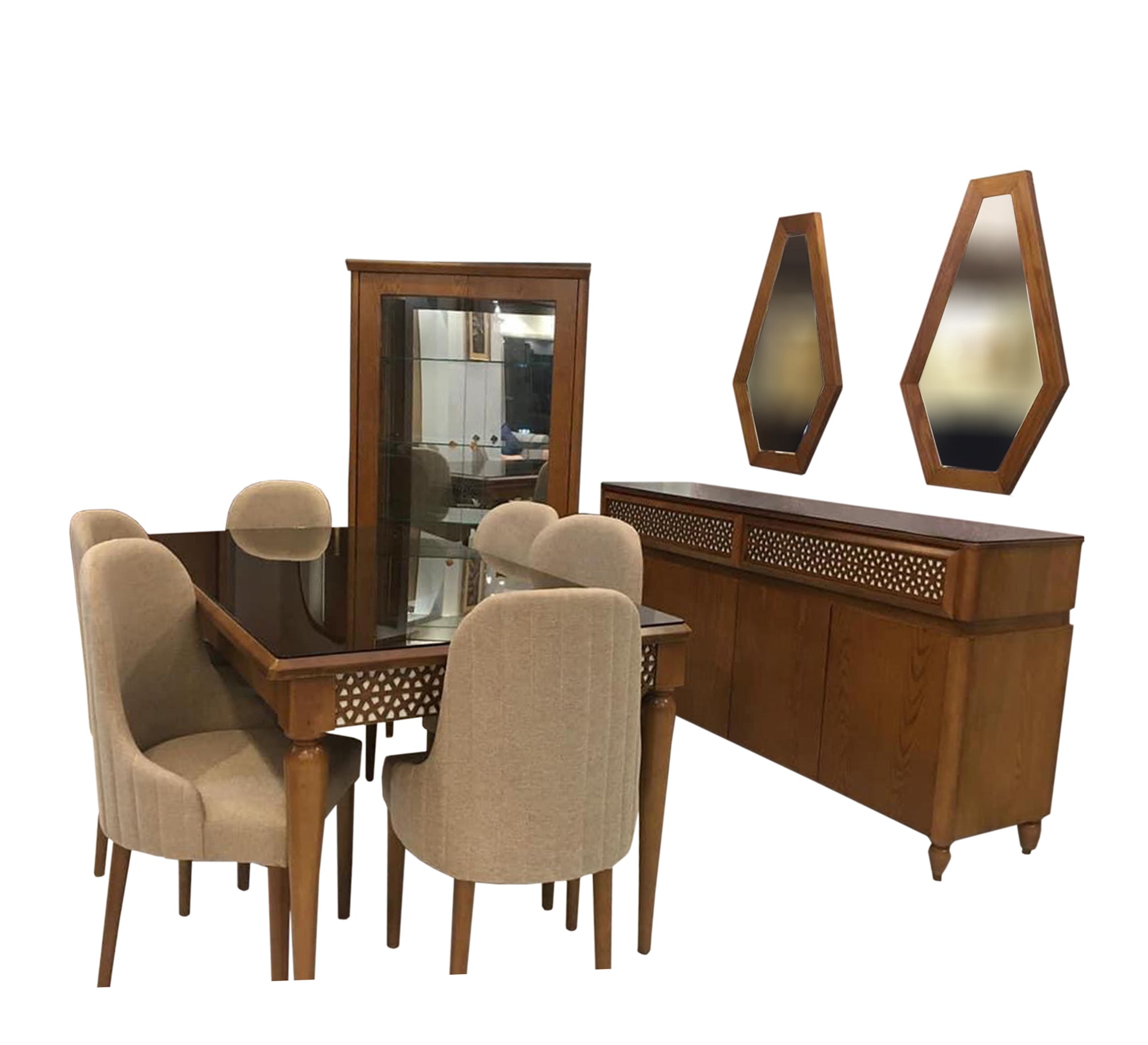 Brown wooden dining room - Vitrine Furniture - Sets